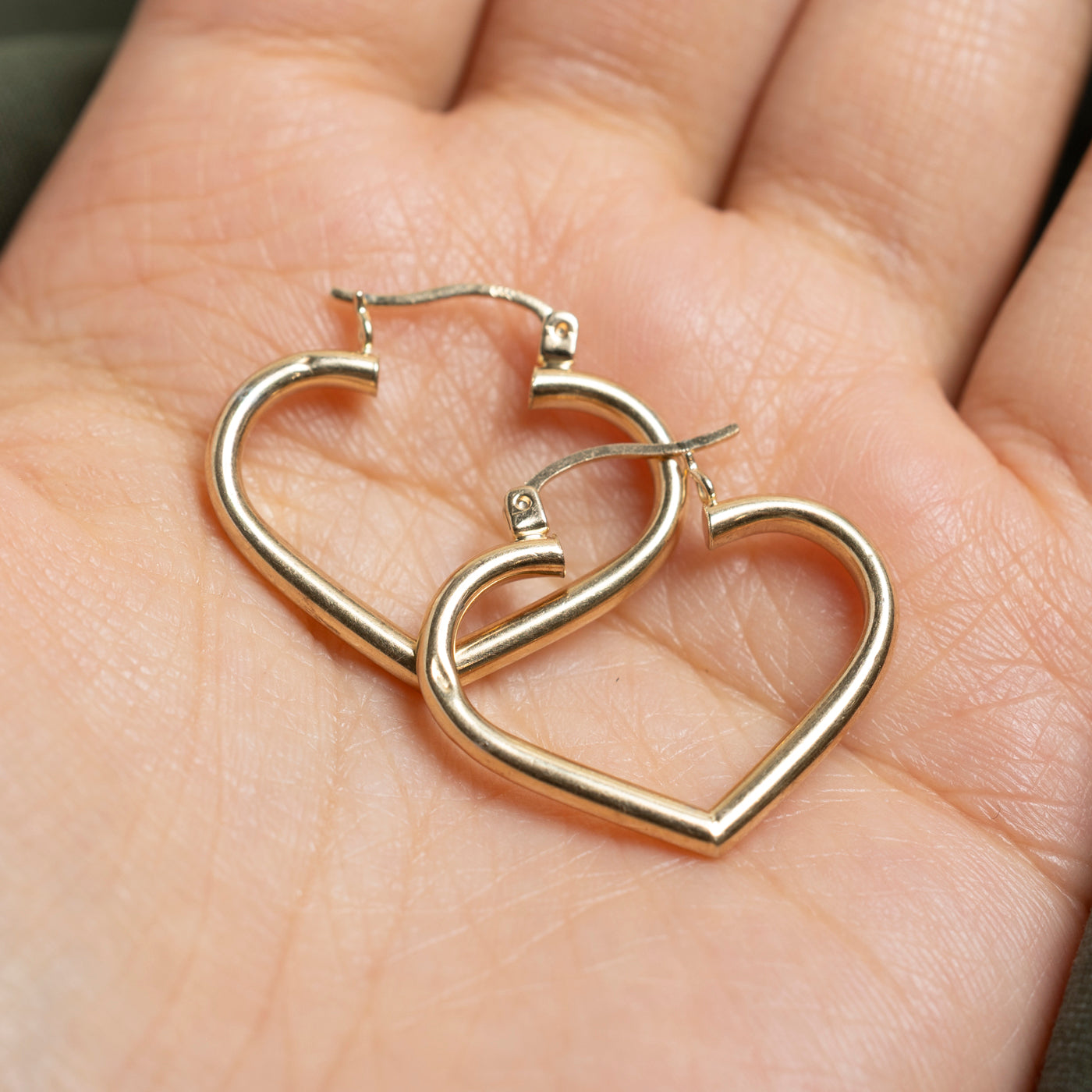14k Yellow Gold Large Heart Hoop Earrings