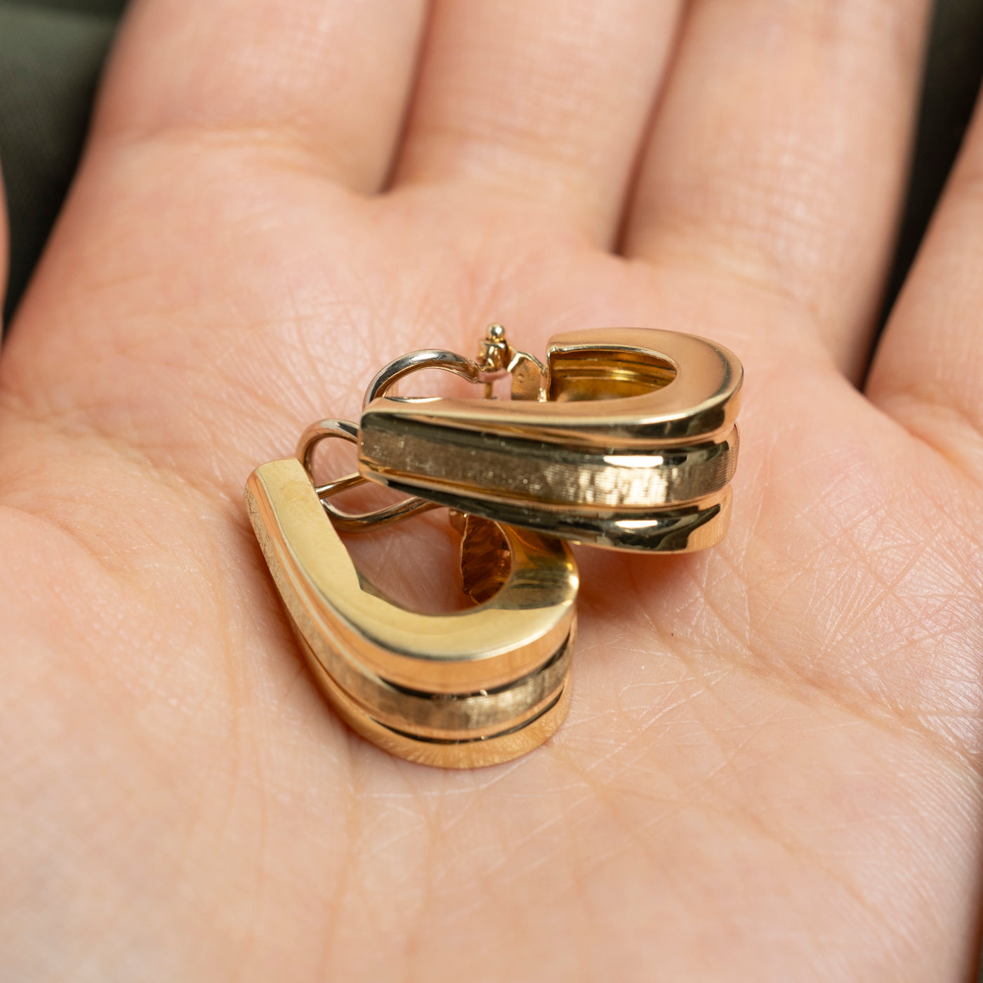 14k Yellow Gold Chunky Textured Hoop Earrings