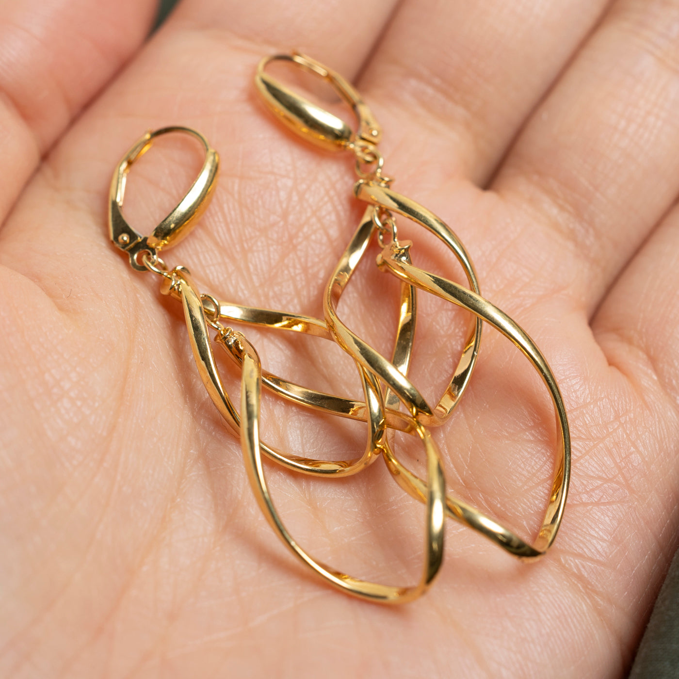 14k Yellow Gold Interlocking Drop Earrings