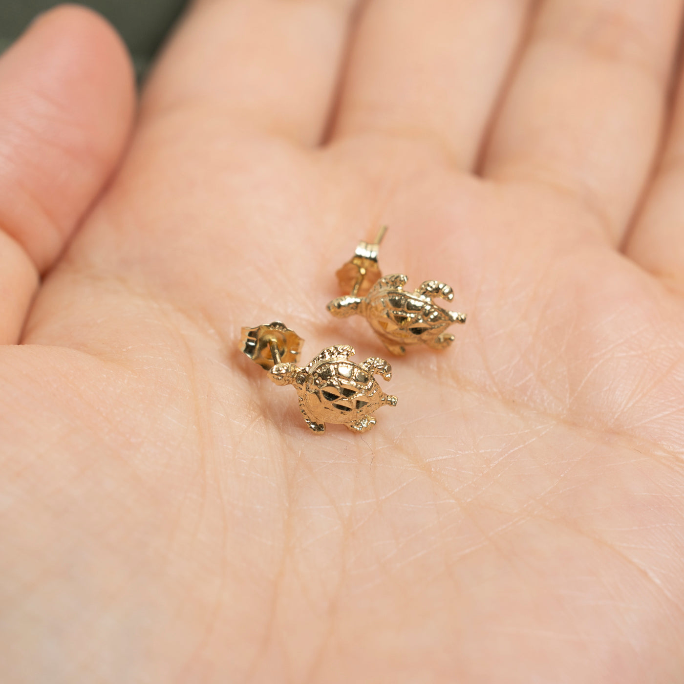14k Yellow Gold Turtle Stud Earrings