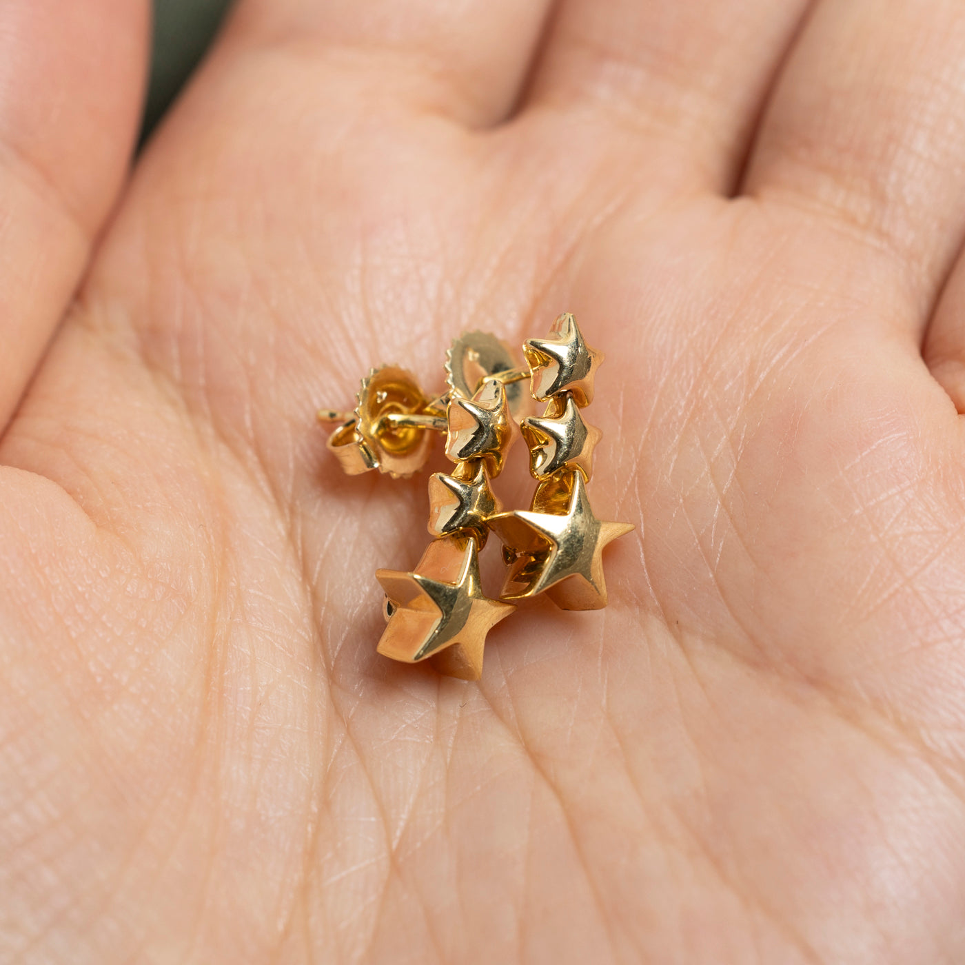 18k Yellow Gold Star Drop Earrings