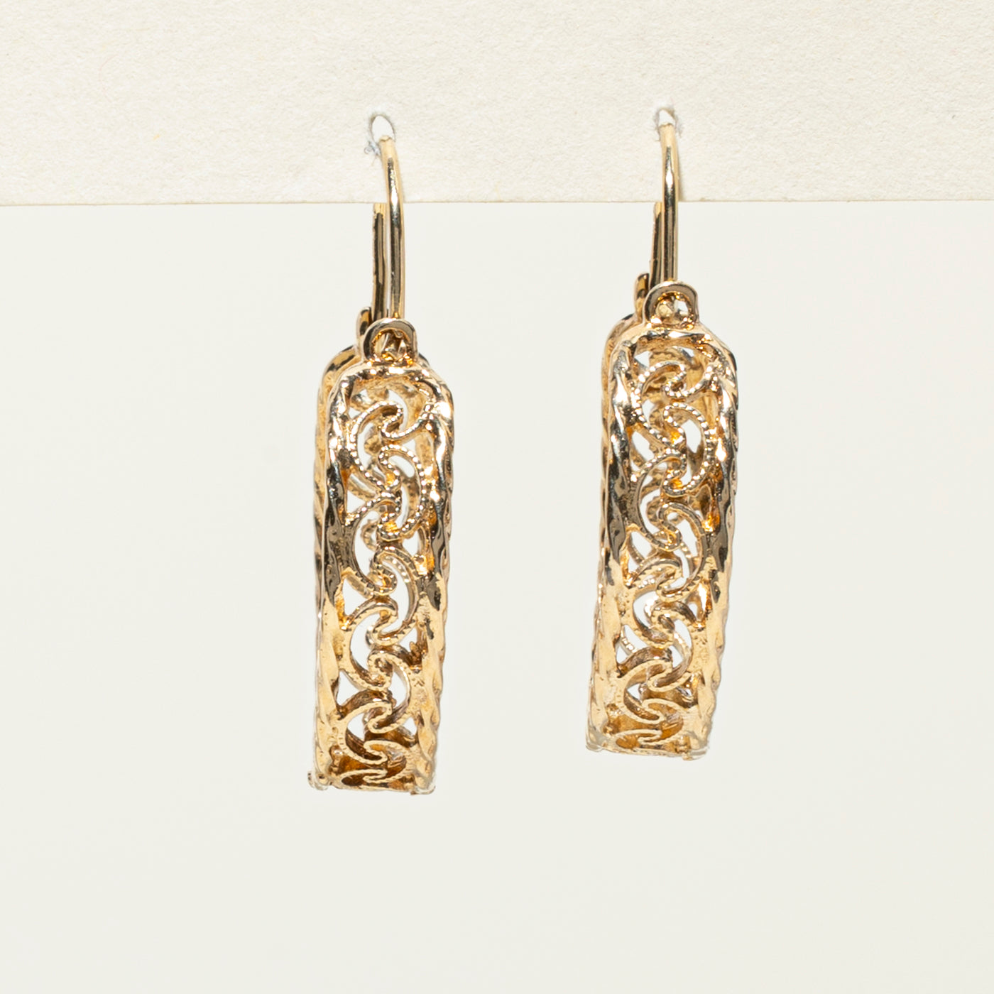 14k Yellow Gold Scrollwork Hoop Earrings