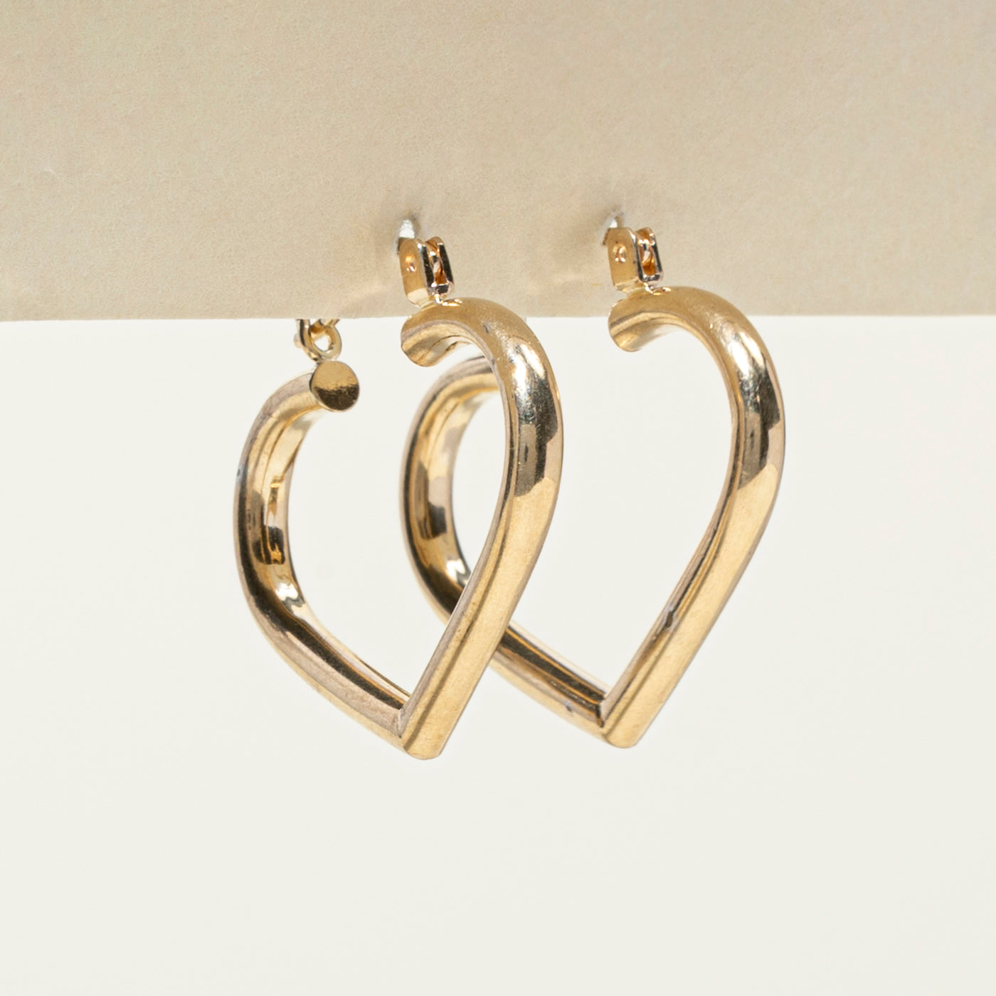 14k Yellow Gold Large Heart Hoop Earrings