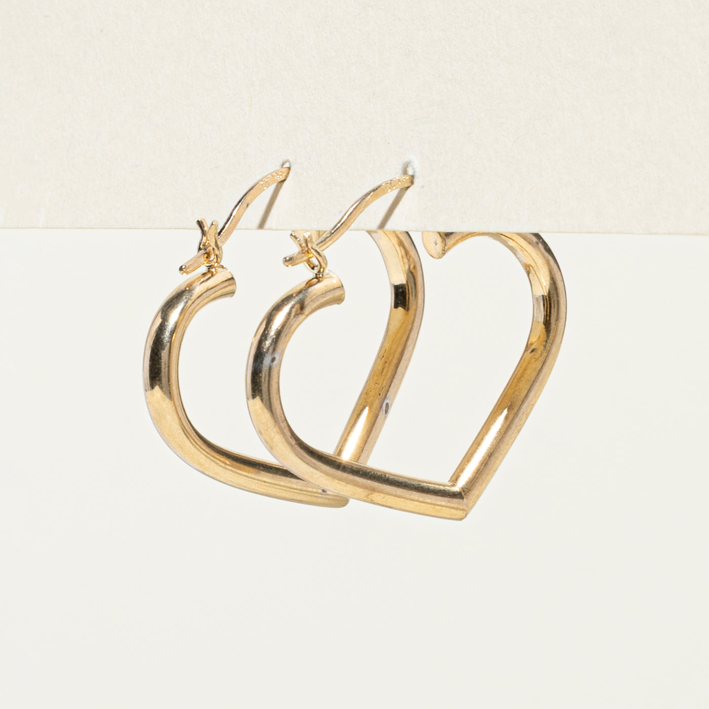 14k Yellow Gold Large Heart Hoop Earrings