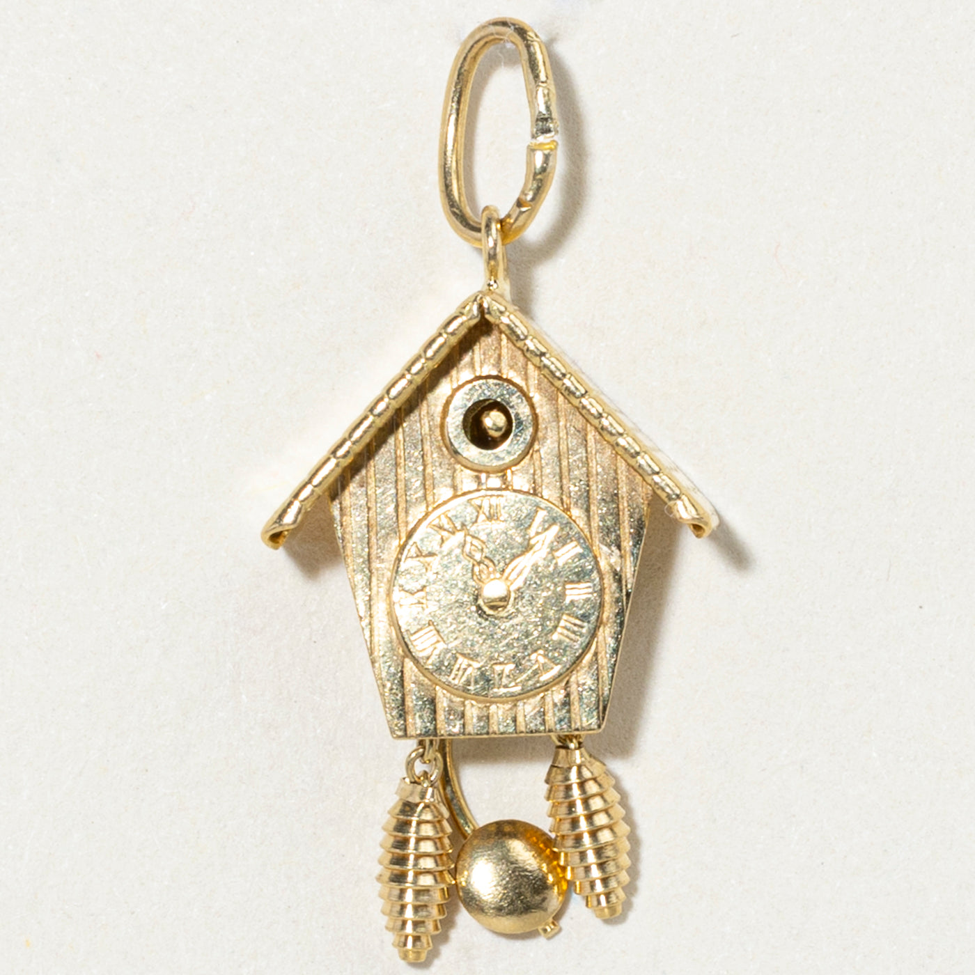 18k Yellow Gold Bird House Clock Charm