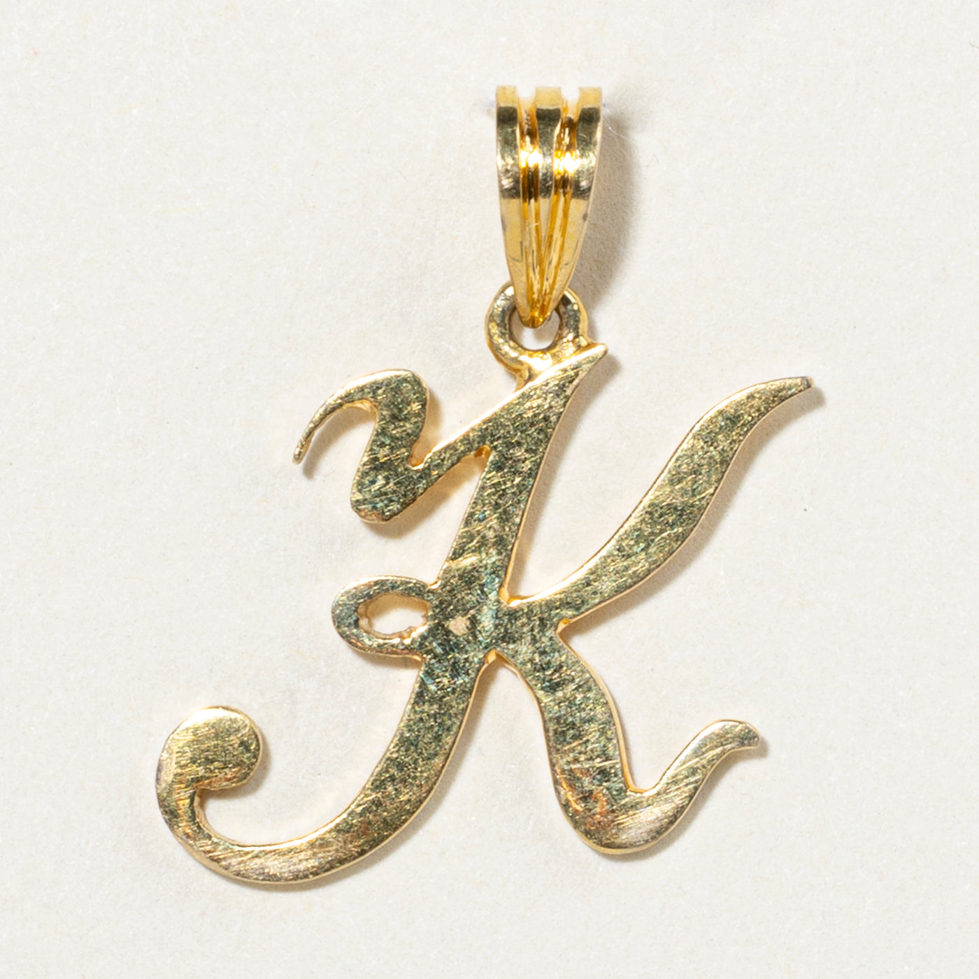 14k Yellow Gold "K" Initial Pendant