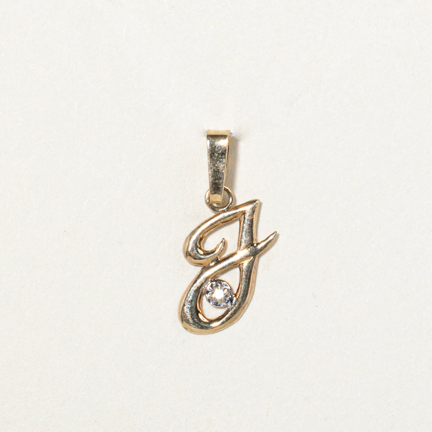 10k Diamond "J" Initial Pendant
