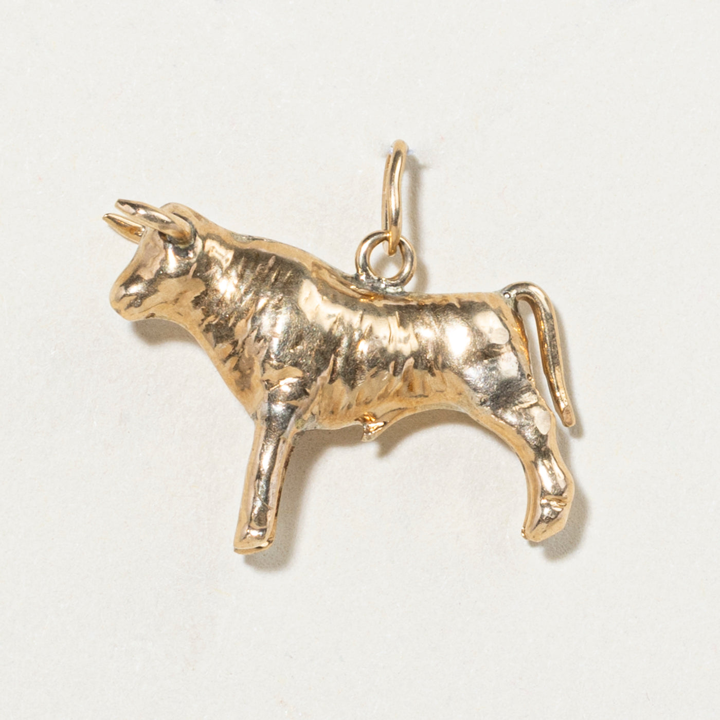 14k Yellow Gold Bull Charm