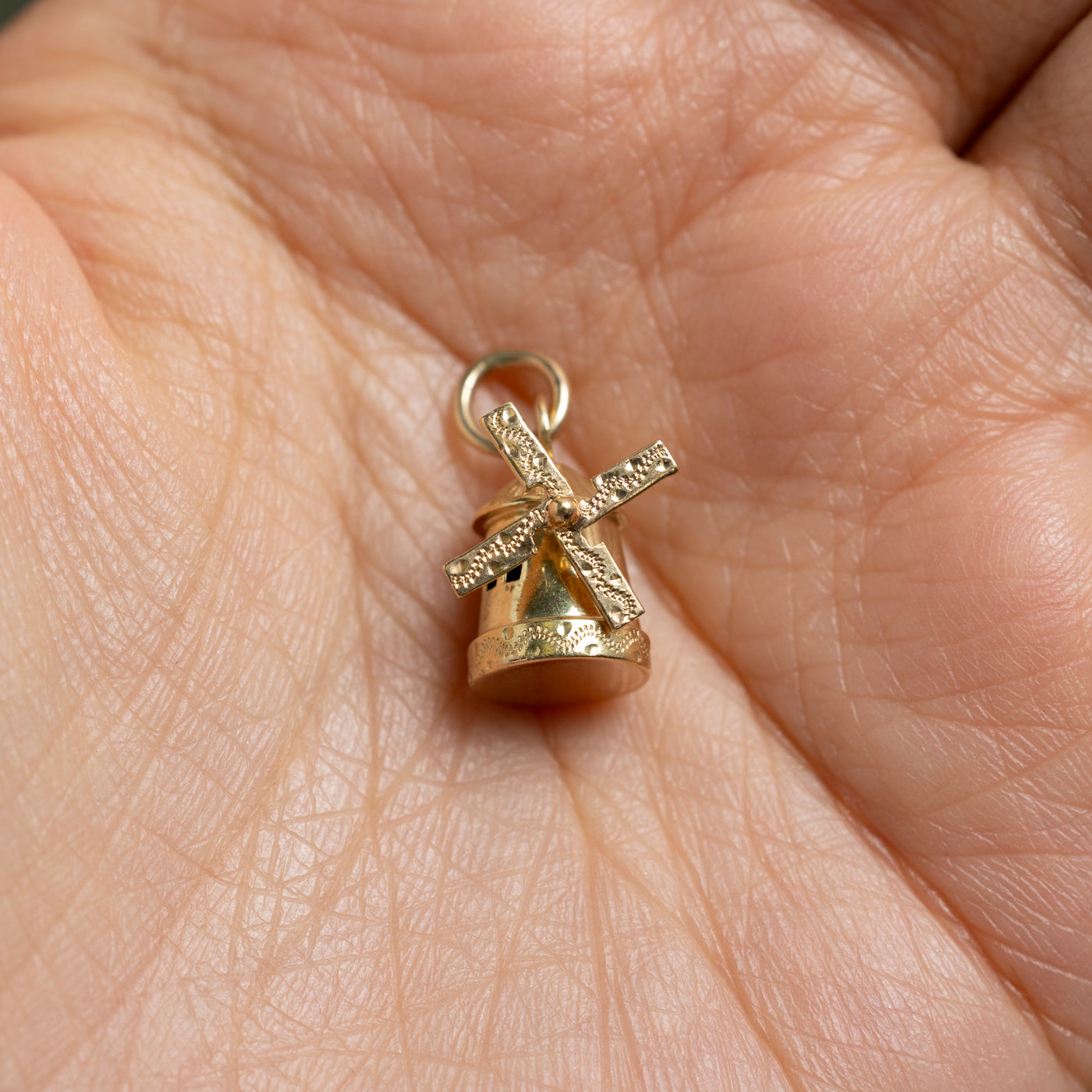 14k Yellow Gold Windmill Charm