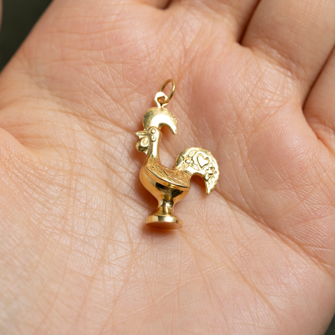 Portuguese 19k Yellow Gold Rooster Charm