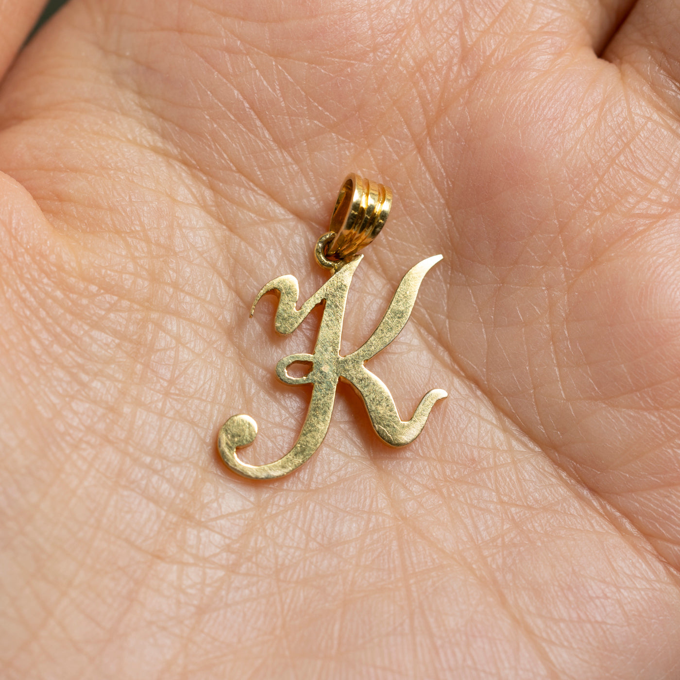 14k Yellow Gold "K" Initial Pendant
