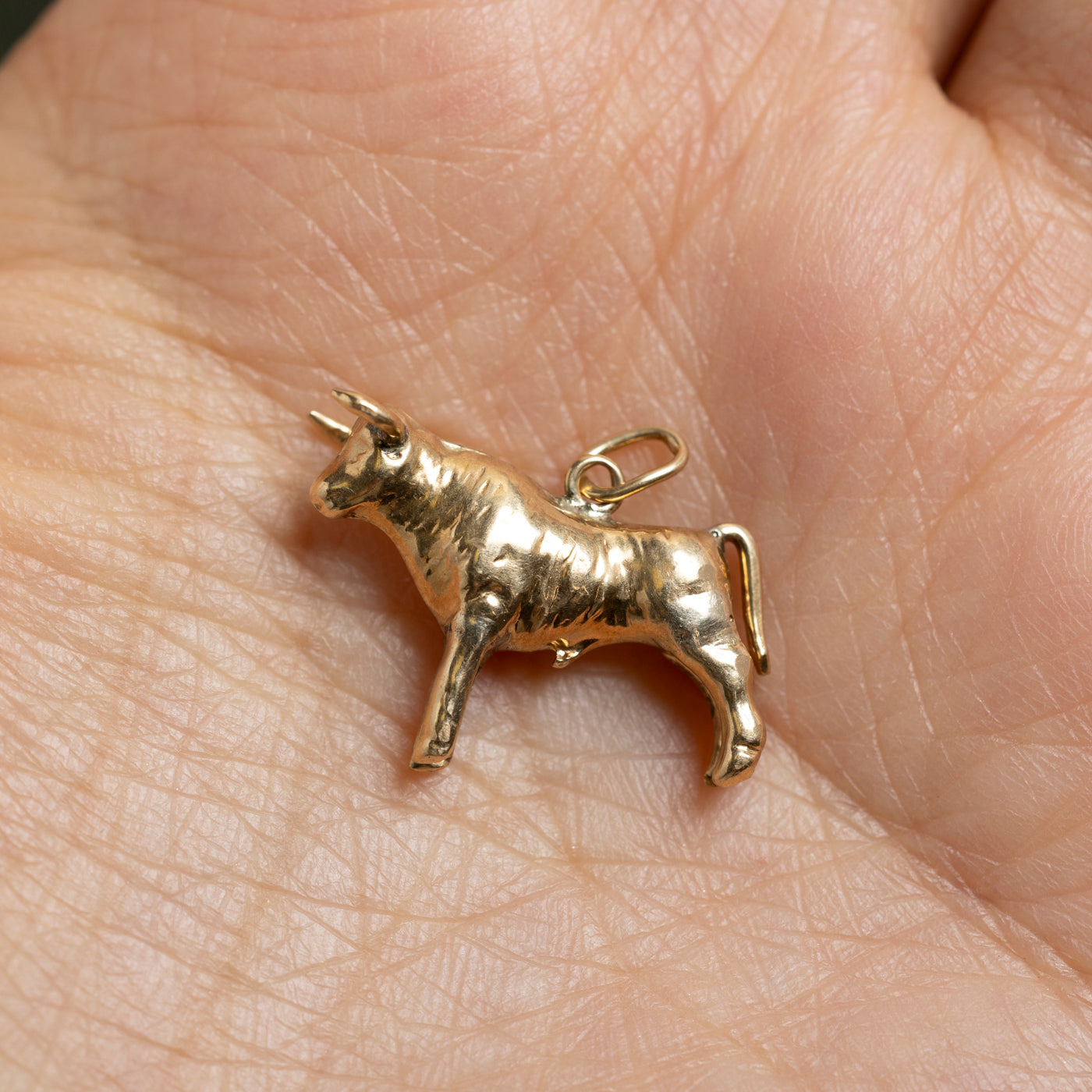 14k Yellow Gold Bull Charm