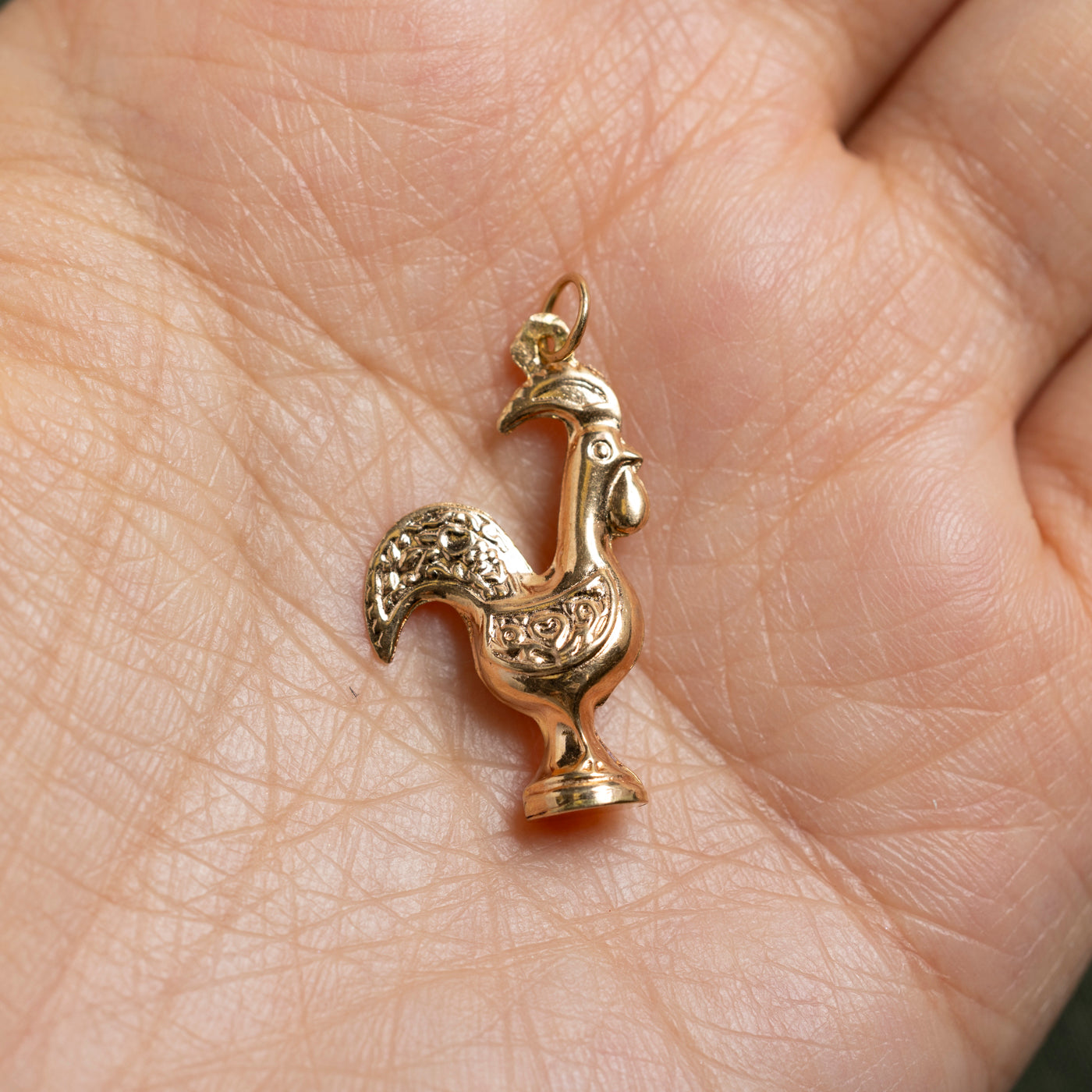 Portuguese 19k Yellow Gold Rooster Charm