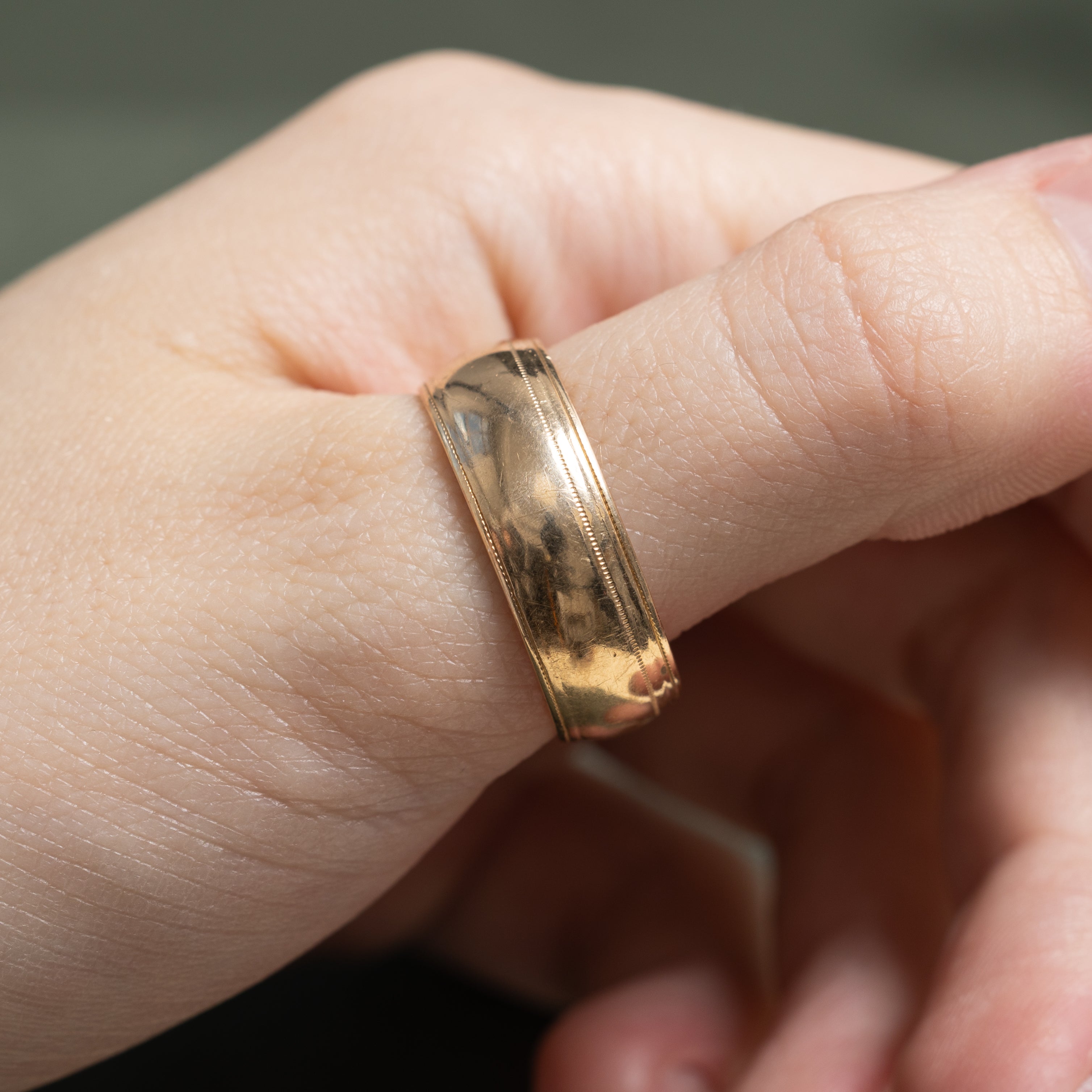 'Birks' 14k Yellow Gold Milgrained Band | 8mm | SZ 11