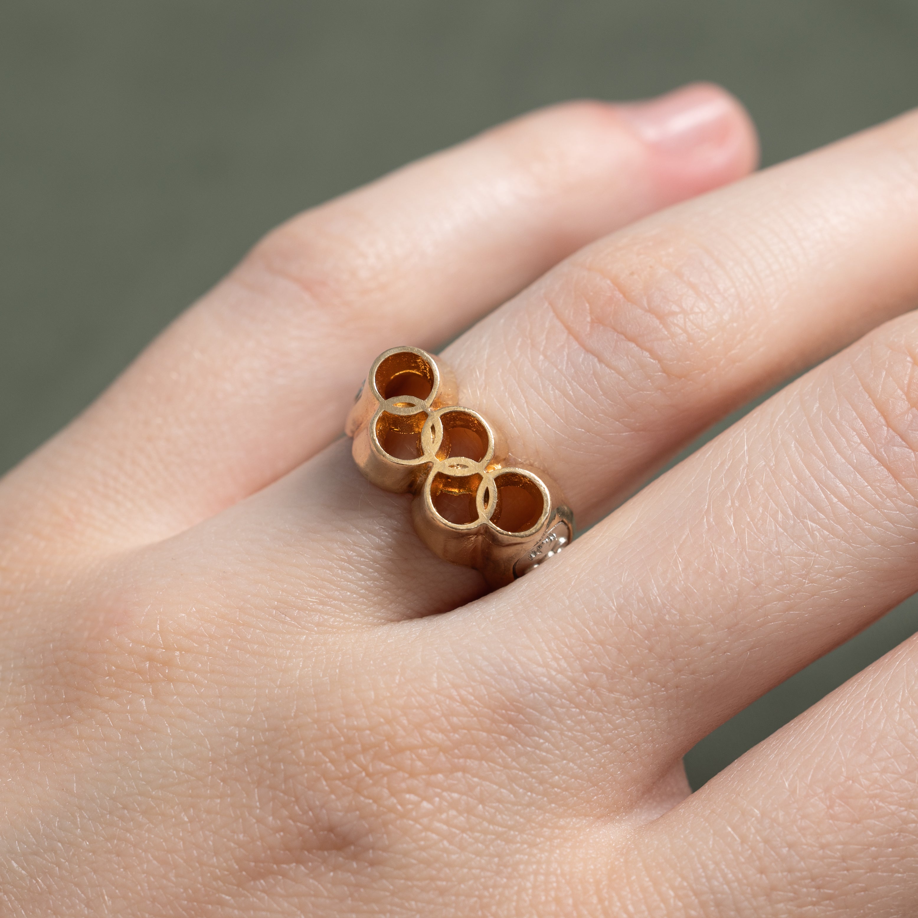 10k Gold Two Tone Gold Canadian Olympic Logo Ring | SZ 4.75