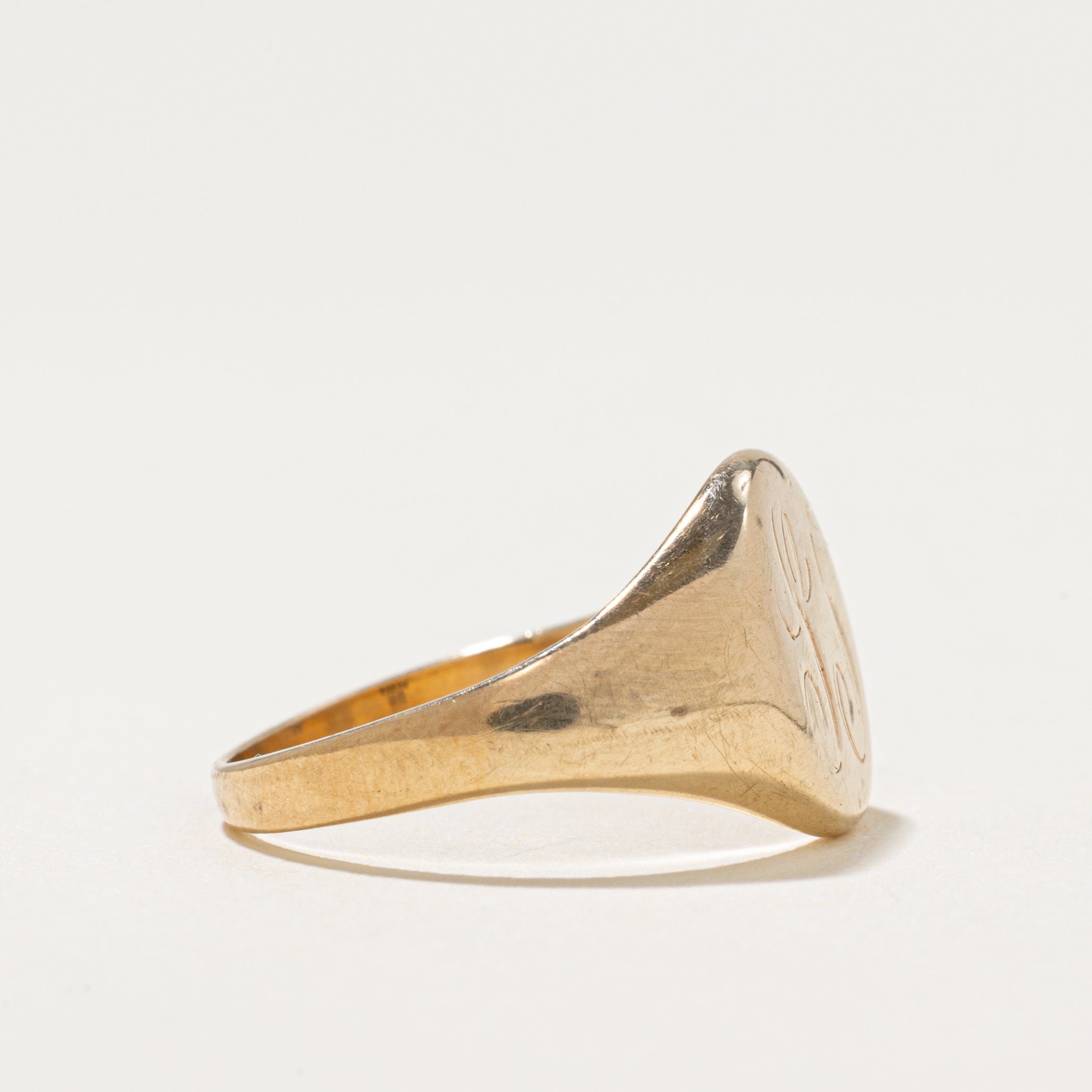 'Birks' 10k Yellow Gold "SJ" Initial Signet Ring | SZ 4.5