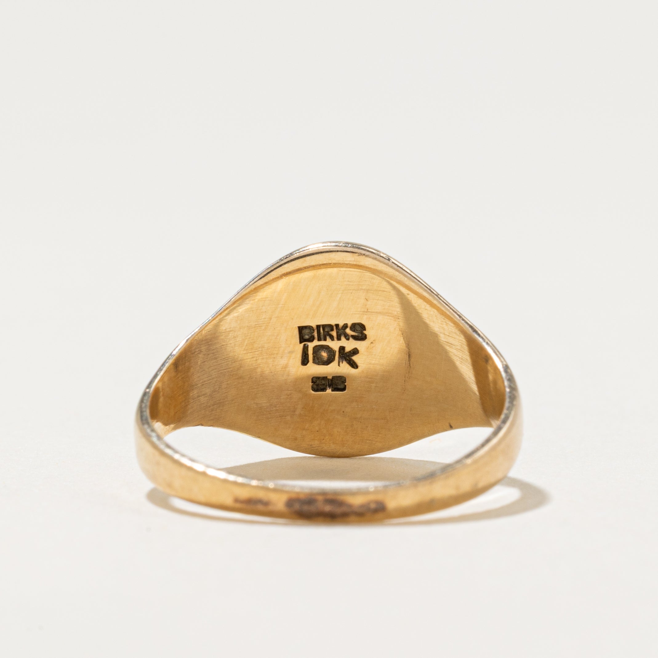 'Birks' 10k Yellow Gold "SJ" Initial Signet Ring | SZ 4.5