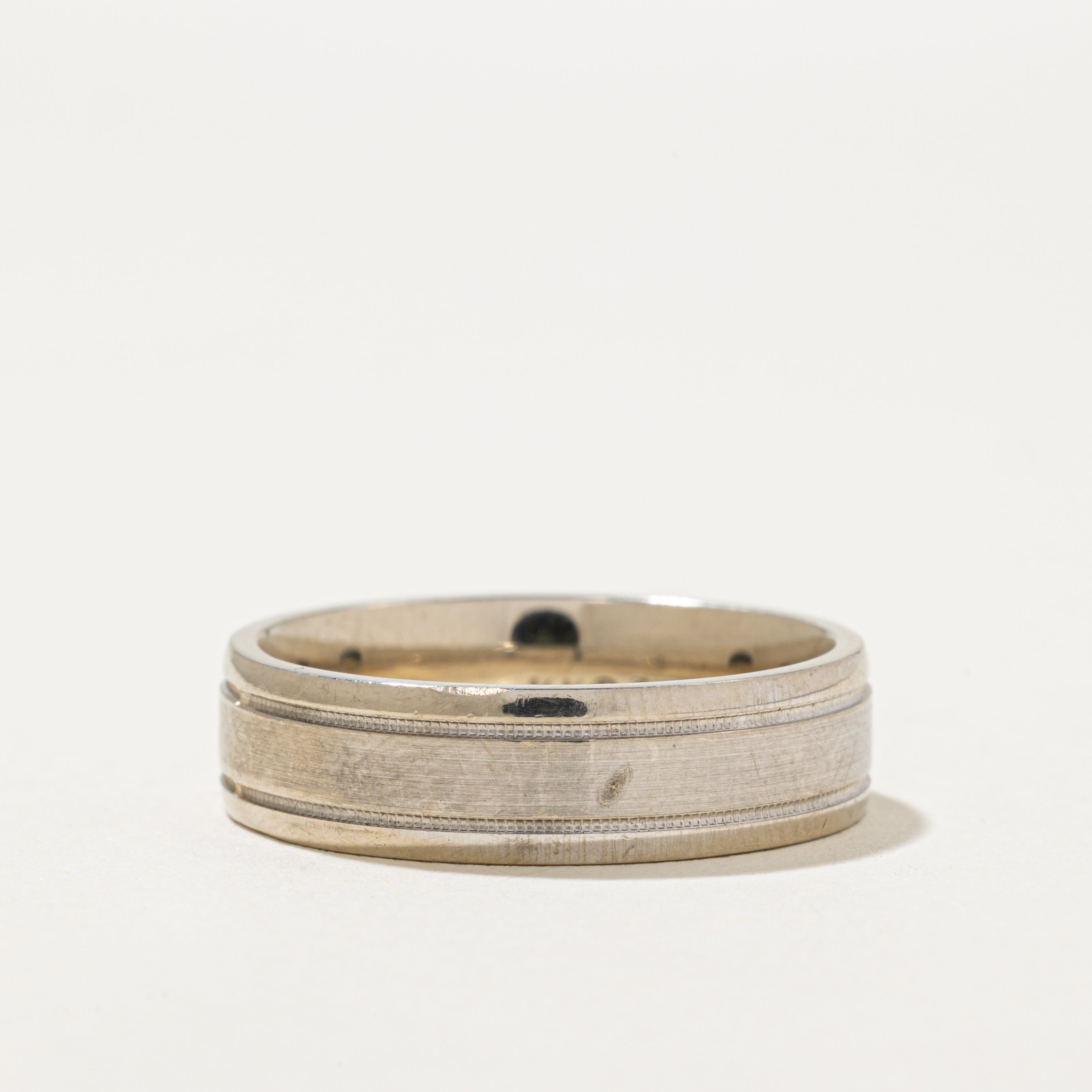'Birks' 14k White Gold Milgrain Band | 6mm | SZ 9.5
