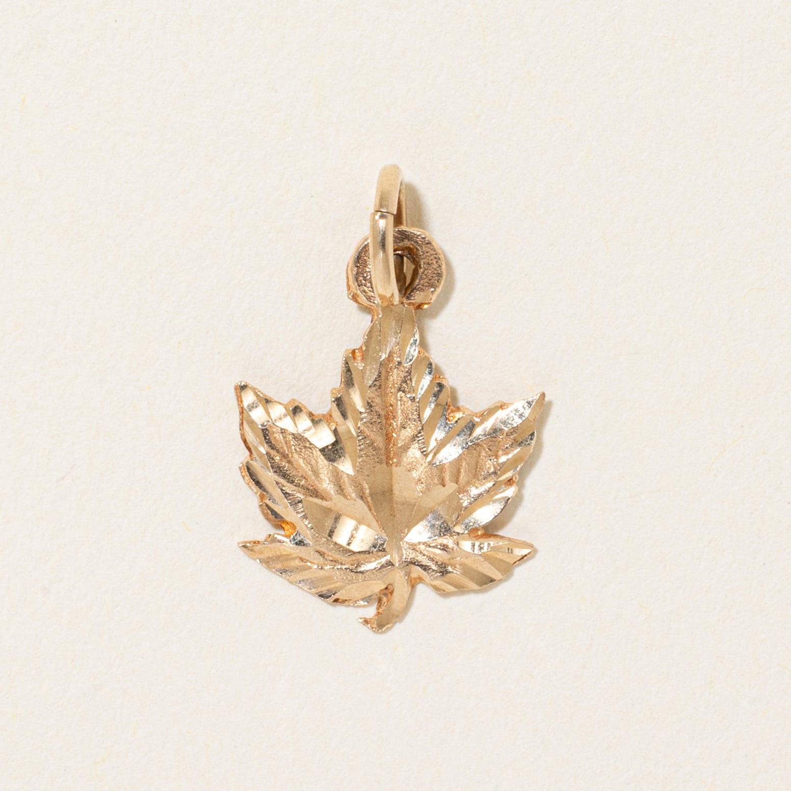 10k Yellow Gold Diamond Cut Maple Leaf Charm