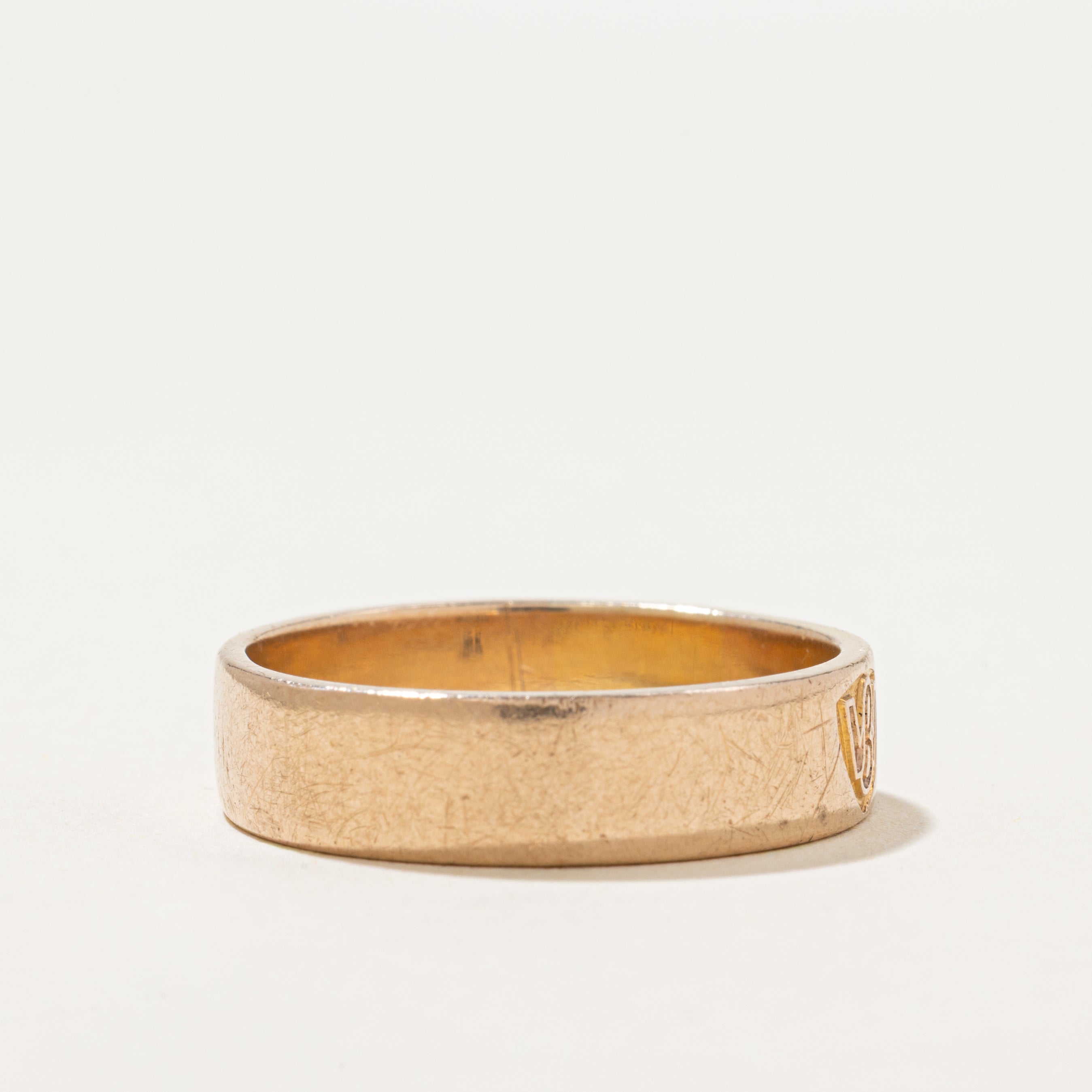 'Birks' 10k Yellow Gold Initialized Band | 5.75mm | SZ 10.5
