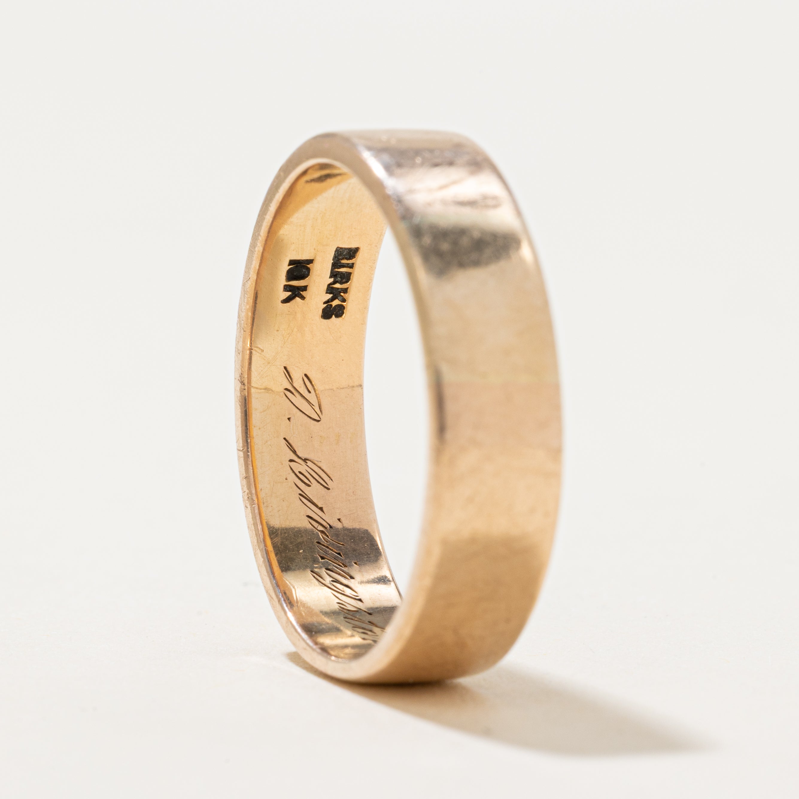 'Birks' 10k Yellow Gold Initialized Band | 5.75mm | SZ 10.5