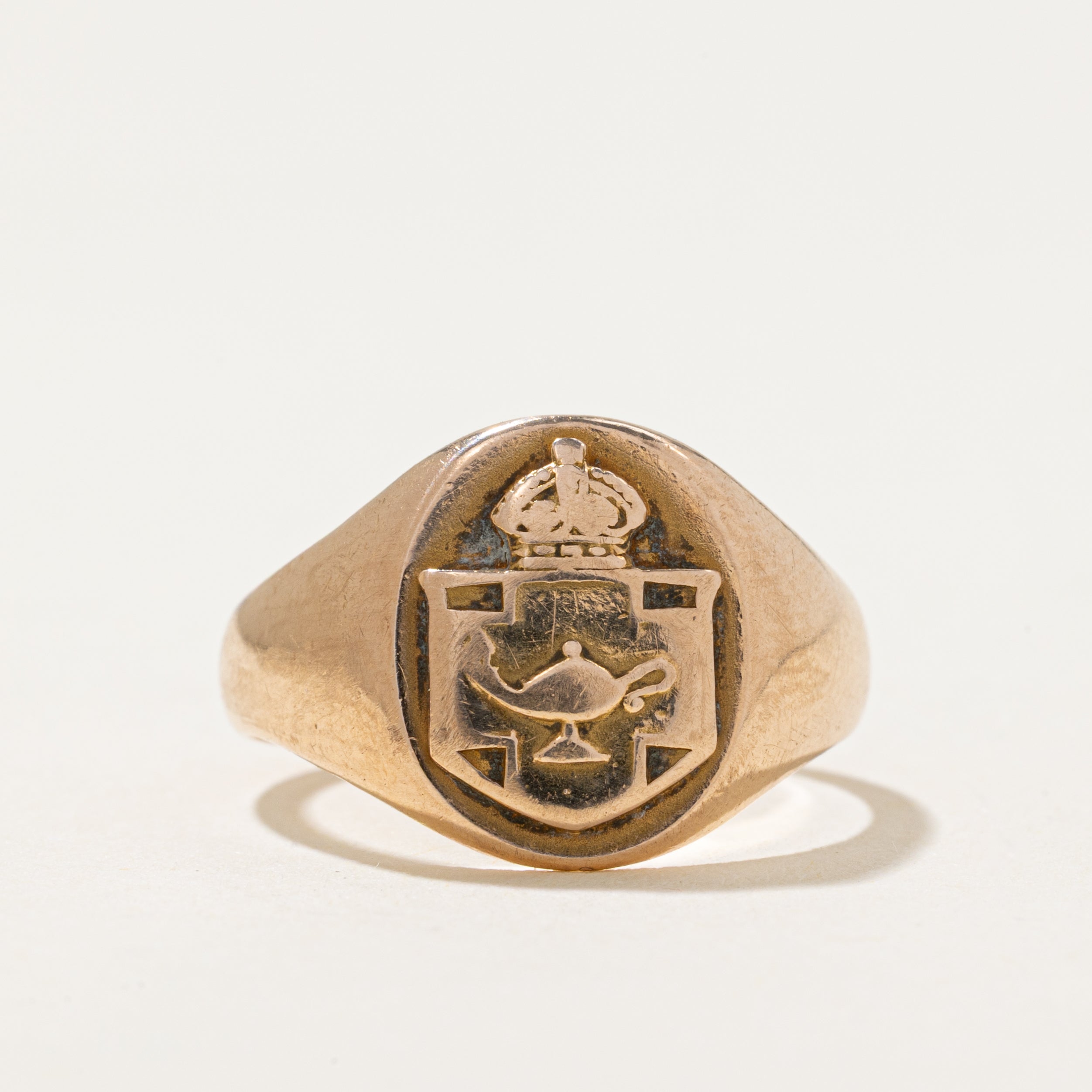 'Birks' 14k Yellow Gold Lamp Crest Signet Ring | SZ 6.5