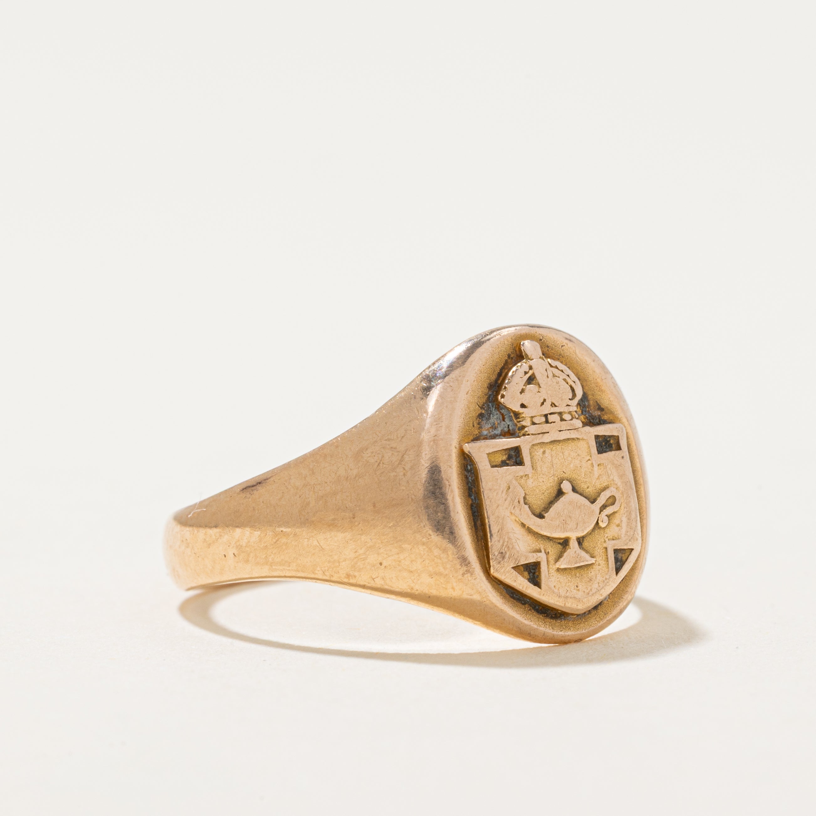 'Birks' 14k Yellow Gold Lamp Crest Signet Ring | SZ 6.5