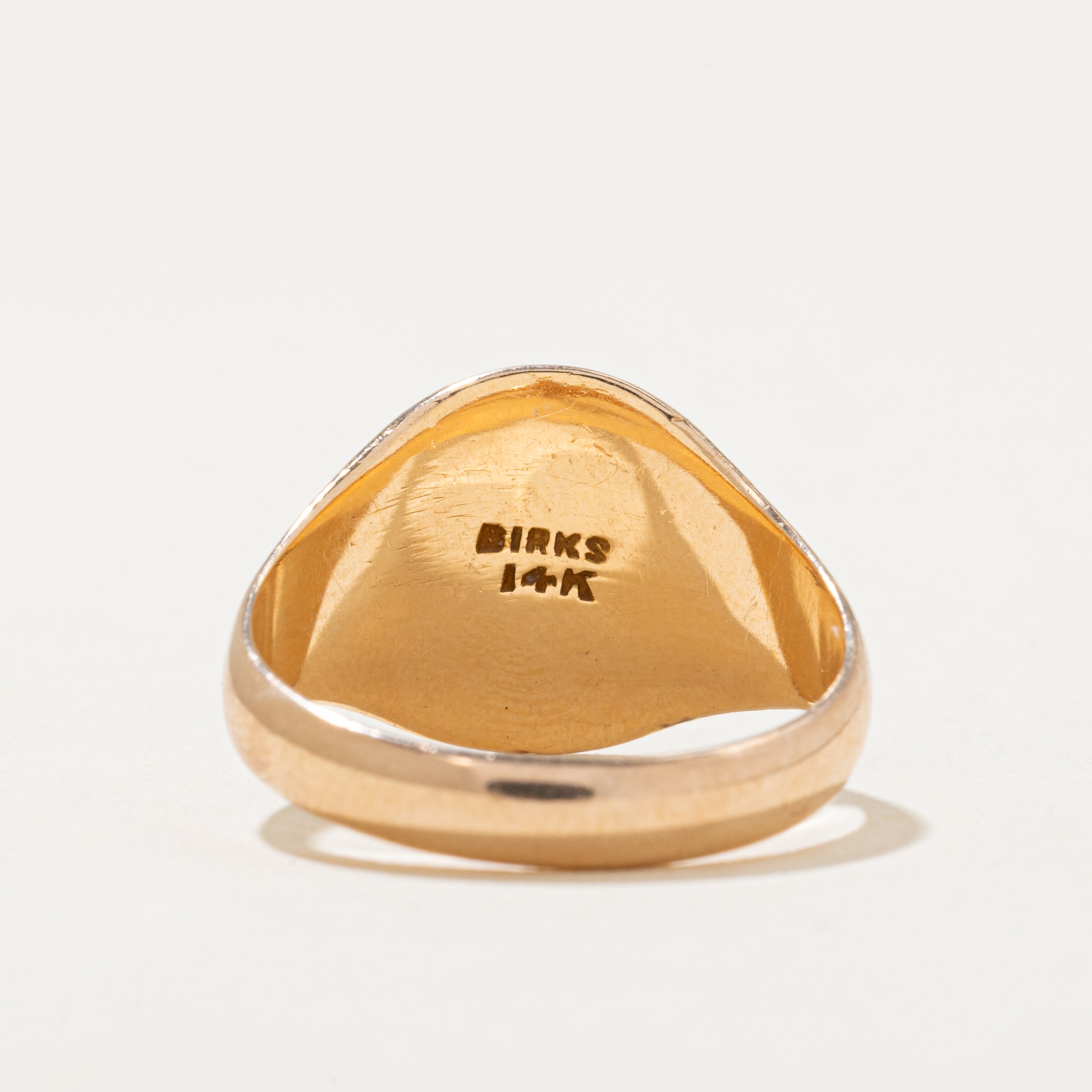 'Birks' 14k Yellow Gold Lamp Crest Signet Ring | SZ 6.5