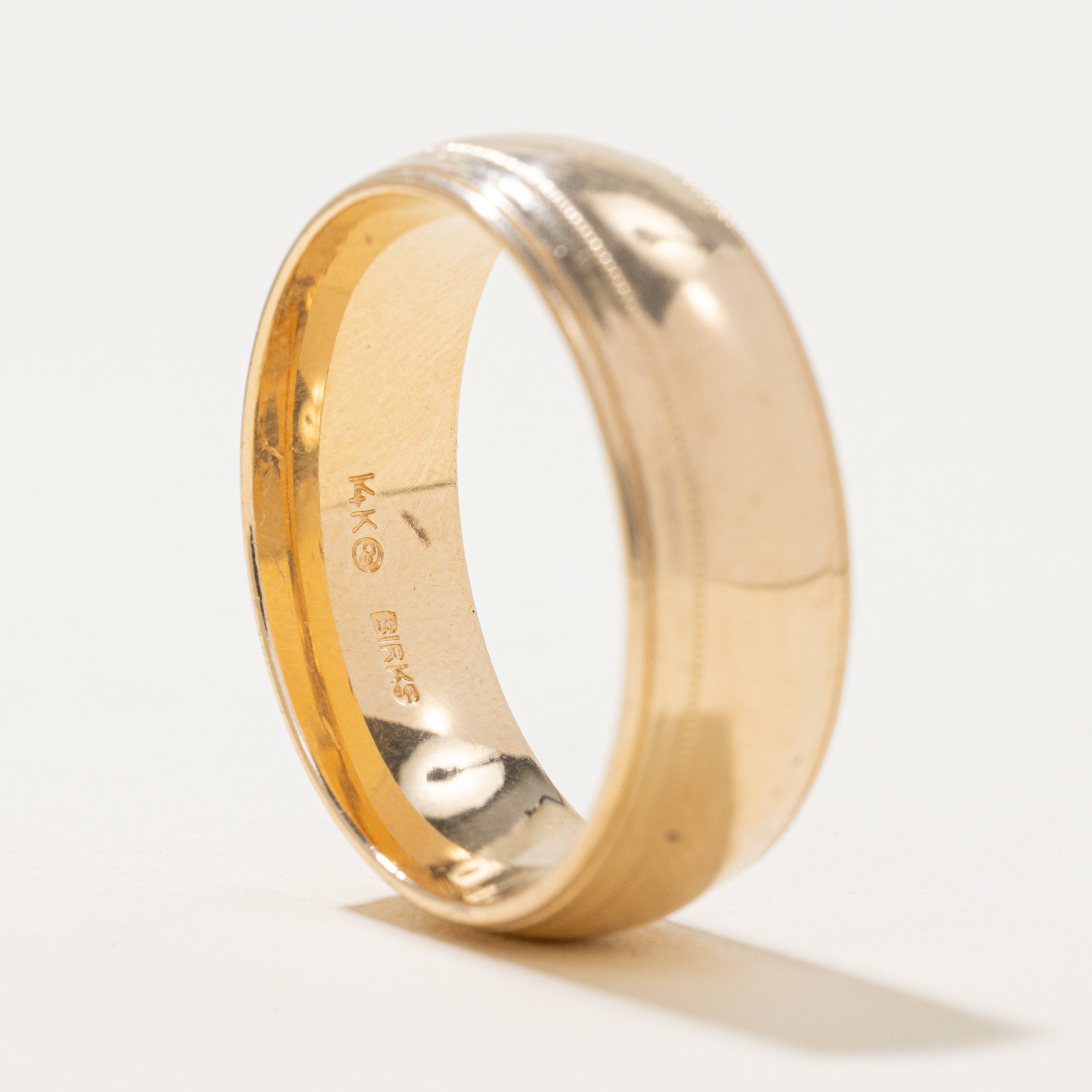 'Birks' 14k Yellow Gold Milgrained Band | 8mm | SZ 11