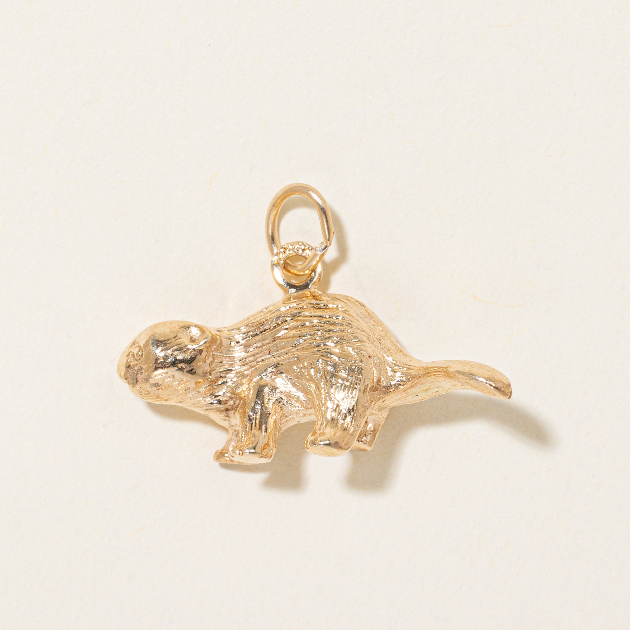 14k Yellow Gold Beaver Charm