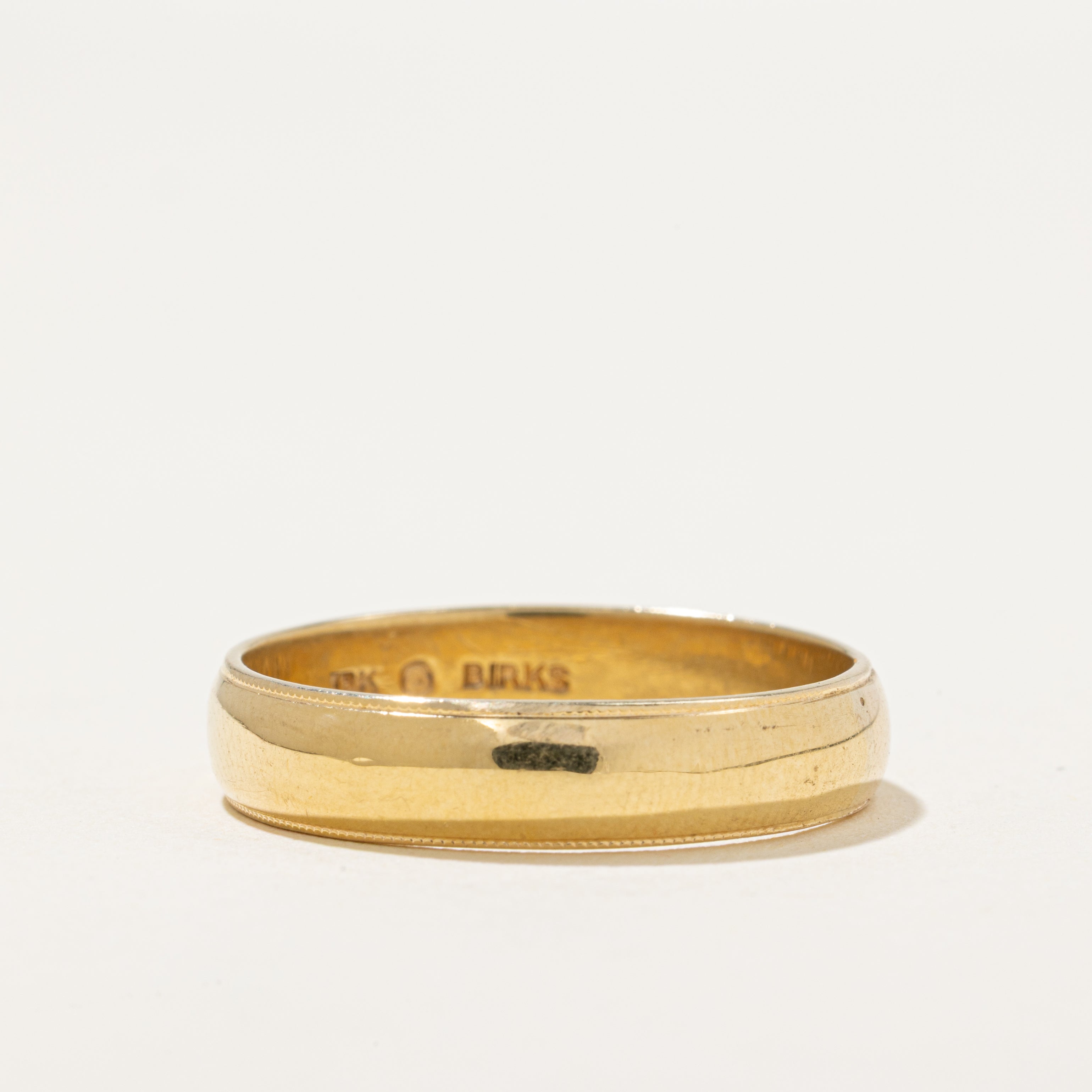 'Birks' 18k Yellow Gold Milgrain Band | 5mm | SZ 11.75