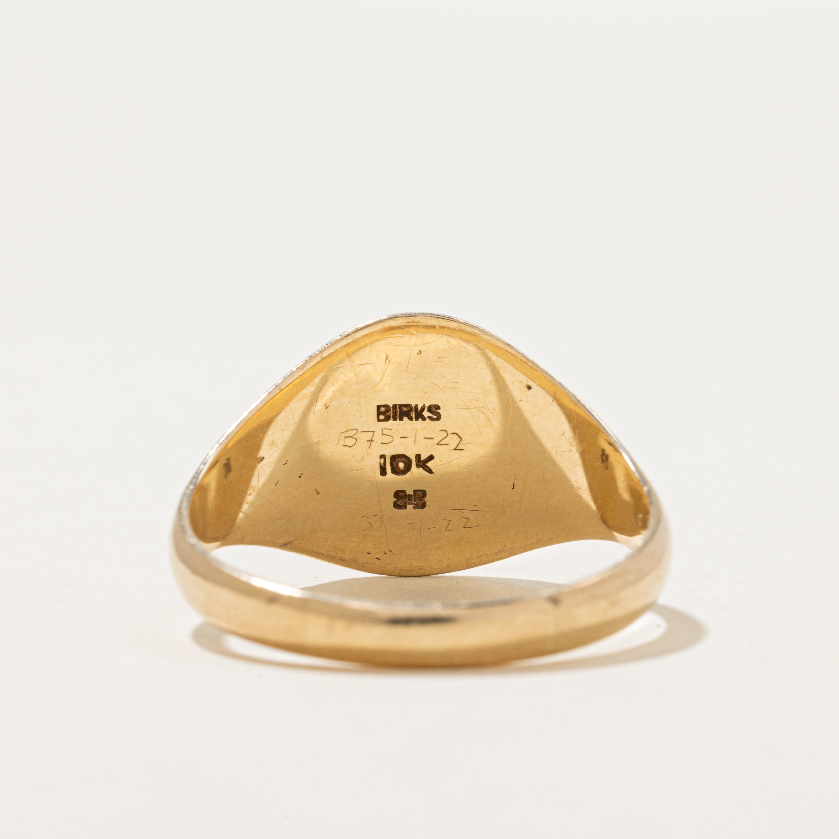 'Birks' 10k Yellow Gold "MC" Initial Signet Ring | SZ 11.75