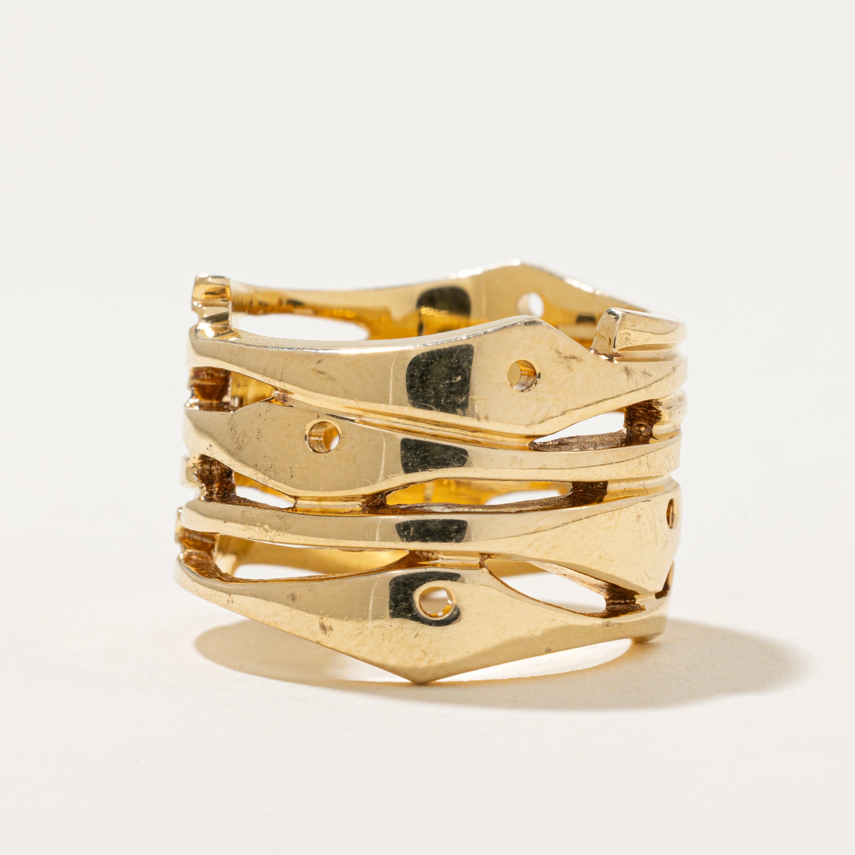 'Birks' 18k Yellow Gold Chunky Openwork Ring | 15mm | SZ 7