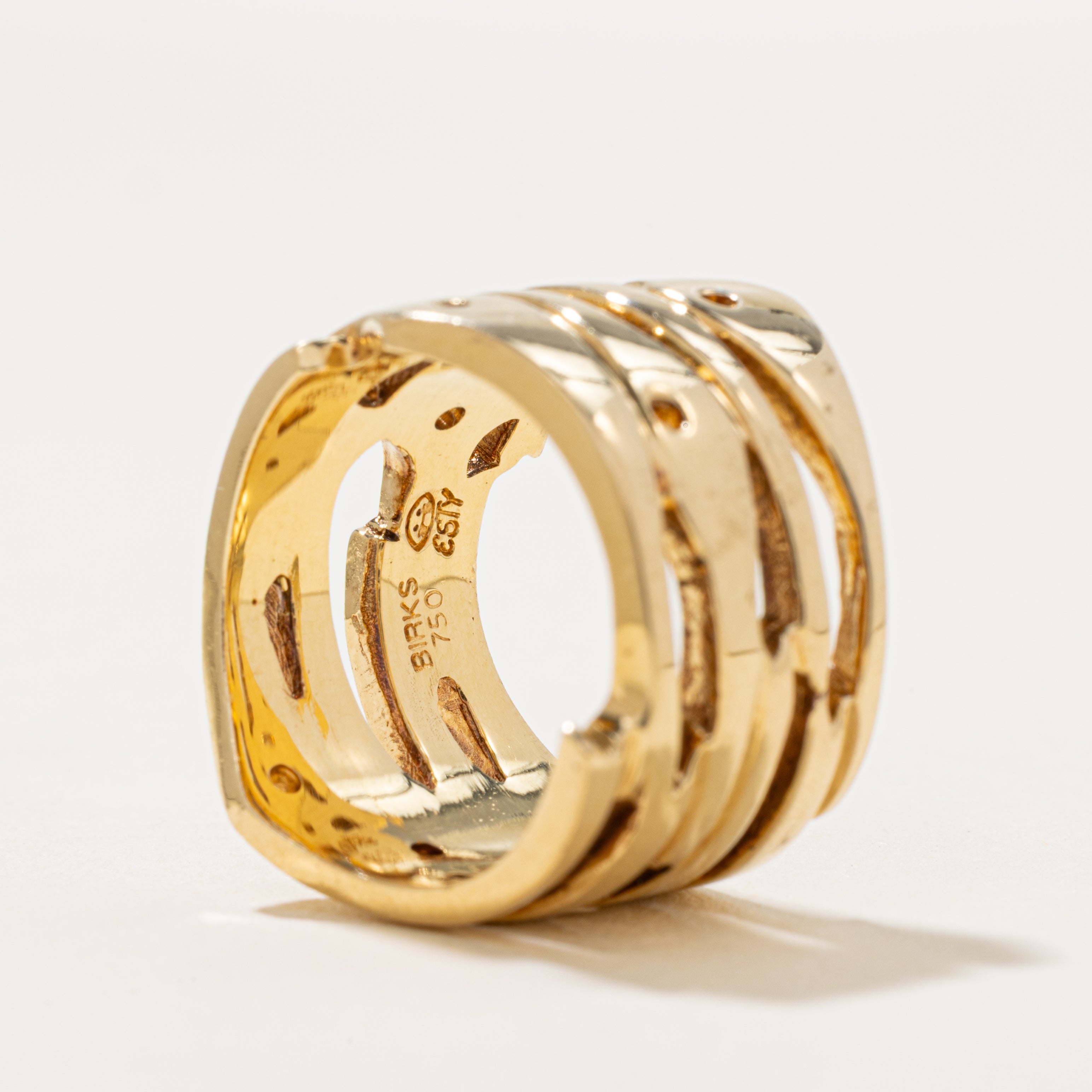 'Birks' 18k Yellow Gold Chunky Openwork Ring | 15mm | SZ 7