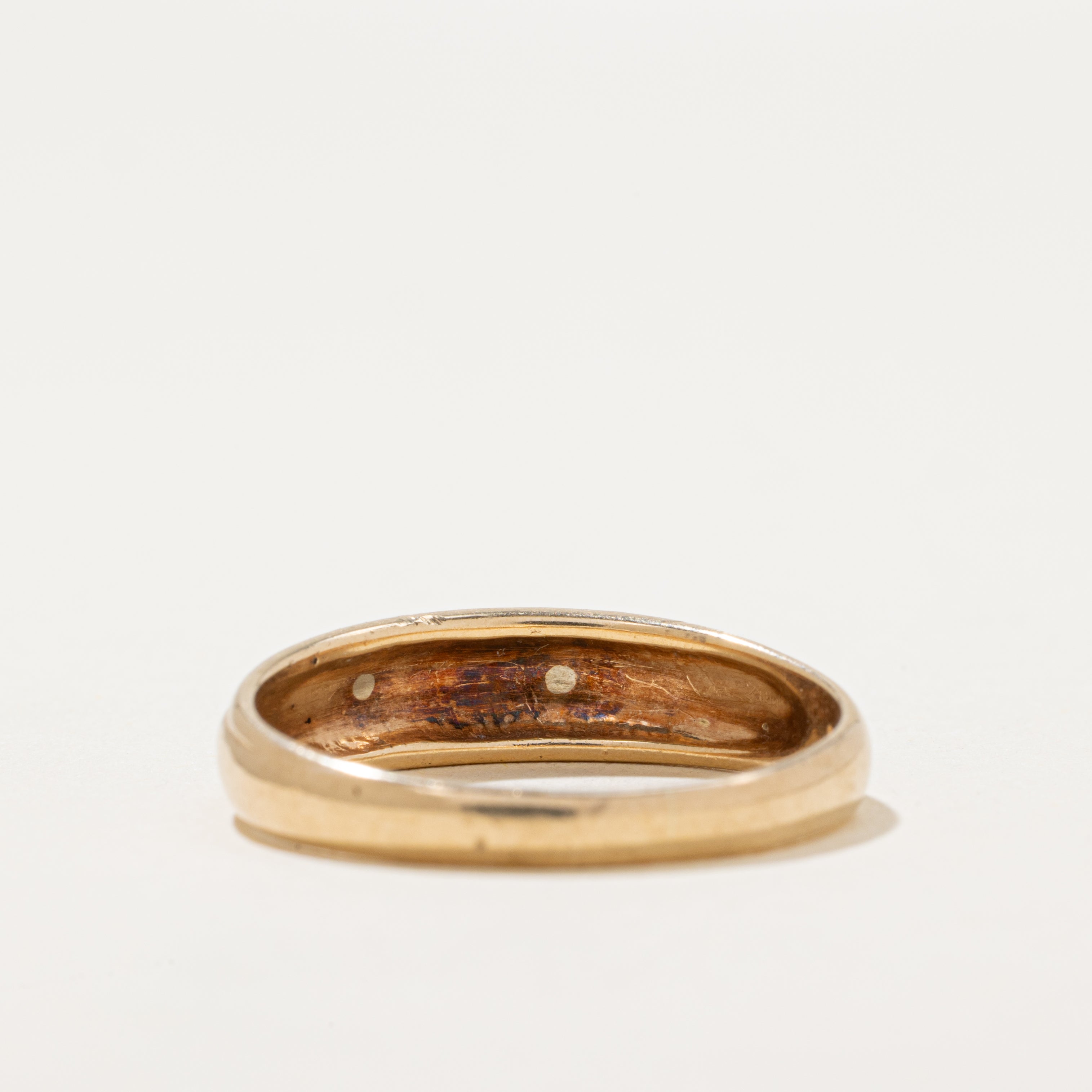 'Birks' 10k Two Tone Gold Grooved Ring | SZ 9.5