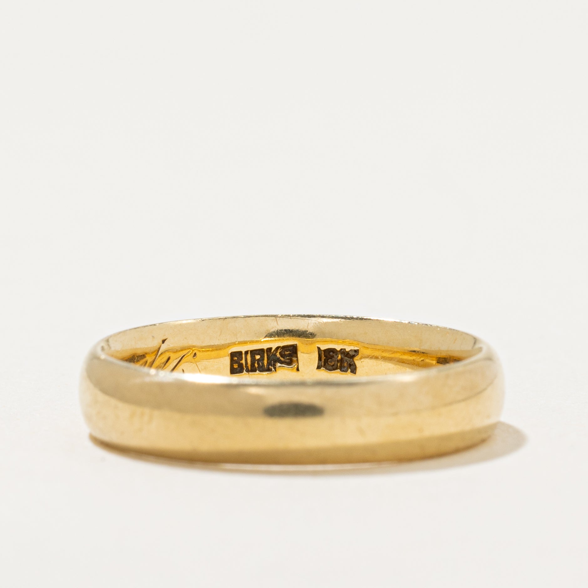 'Birks' 18k Yellow Gold Plain Band | 4mm | SZ 5