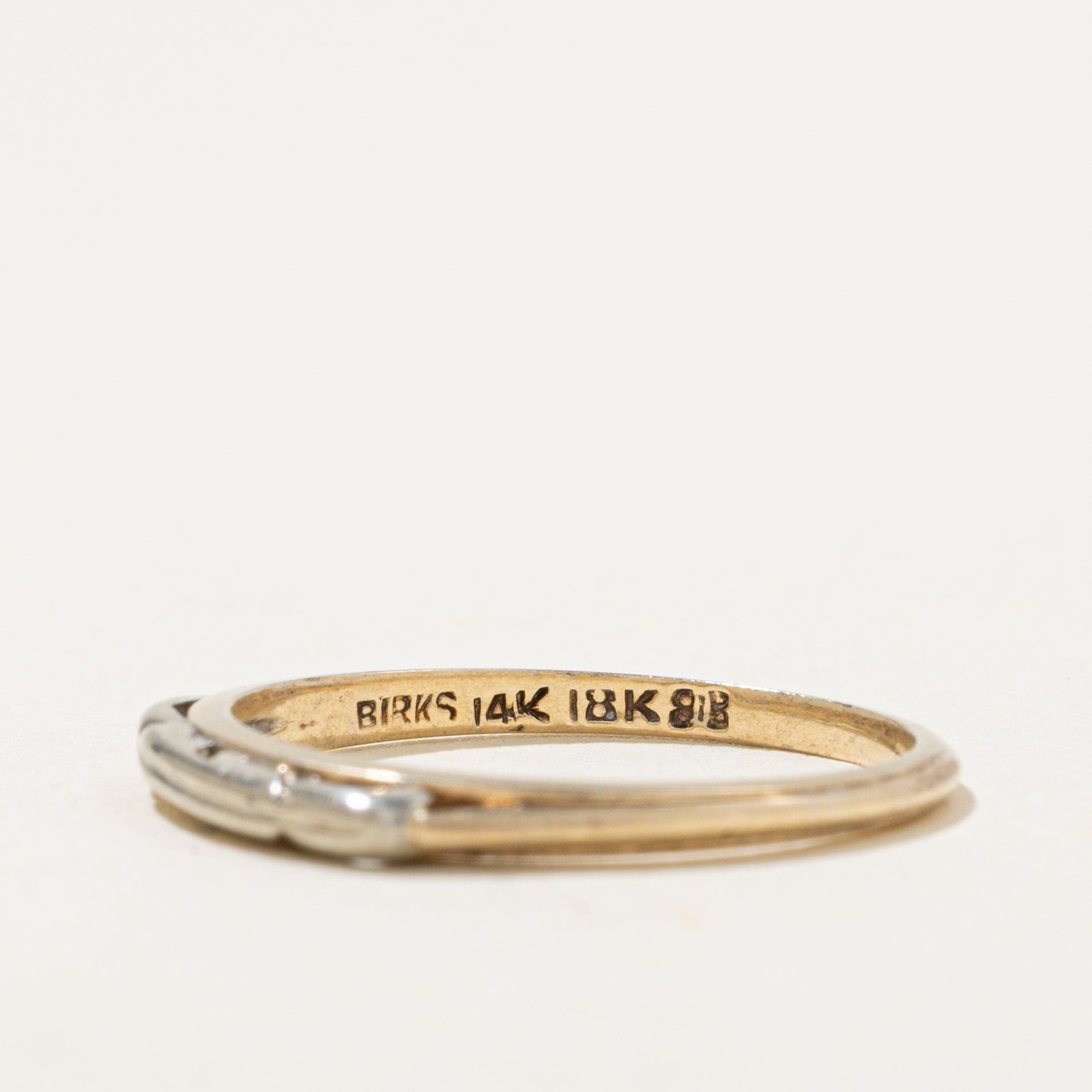 'Birks' 14k Two Tone Gold Thin Ring | SZ 5.5