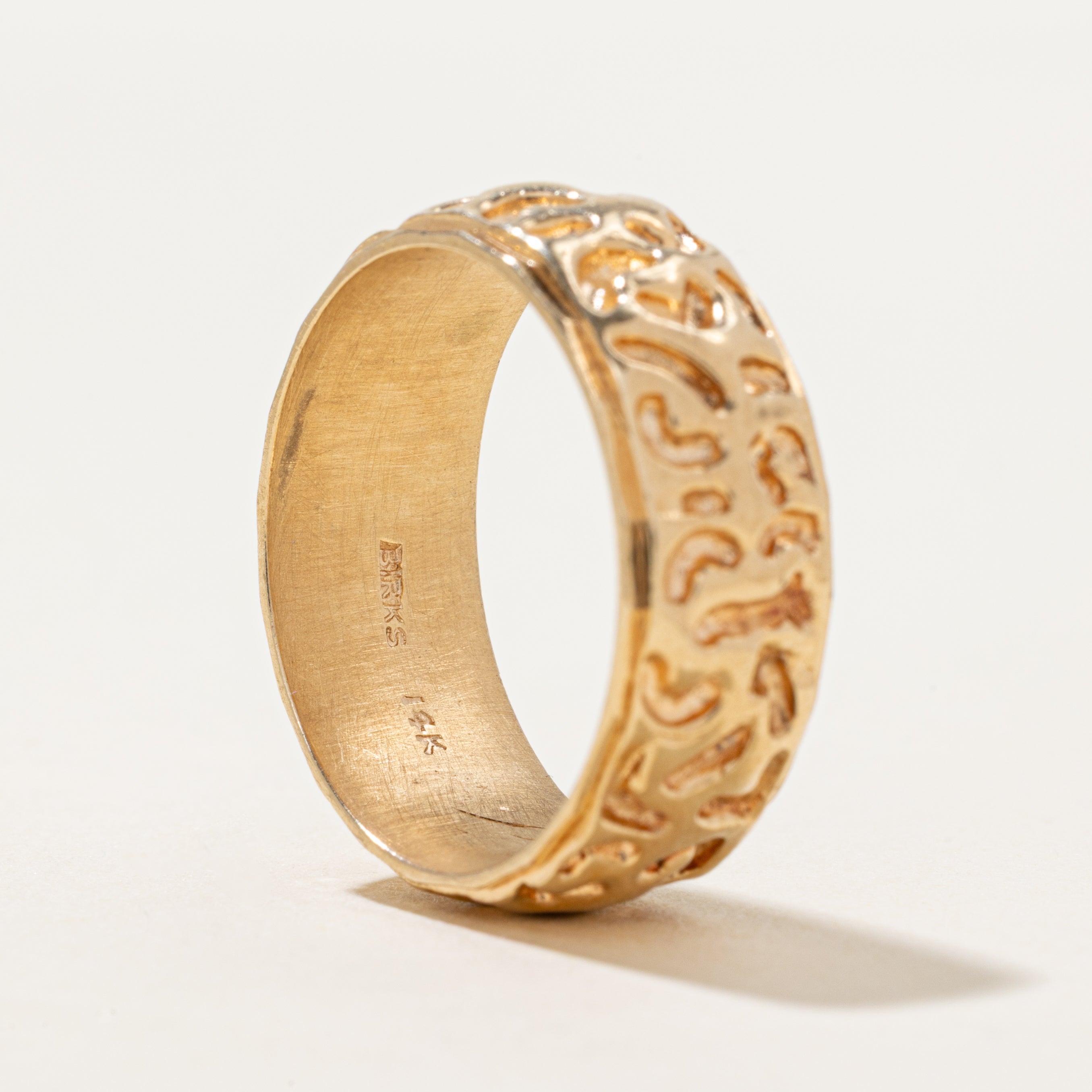'Birks' 14k Yellow Gold Carved Band | 8.25mm | SZ 9.5
