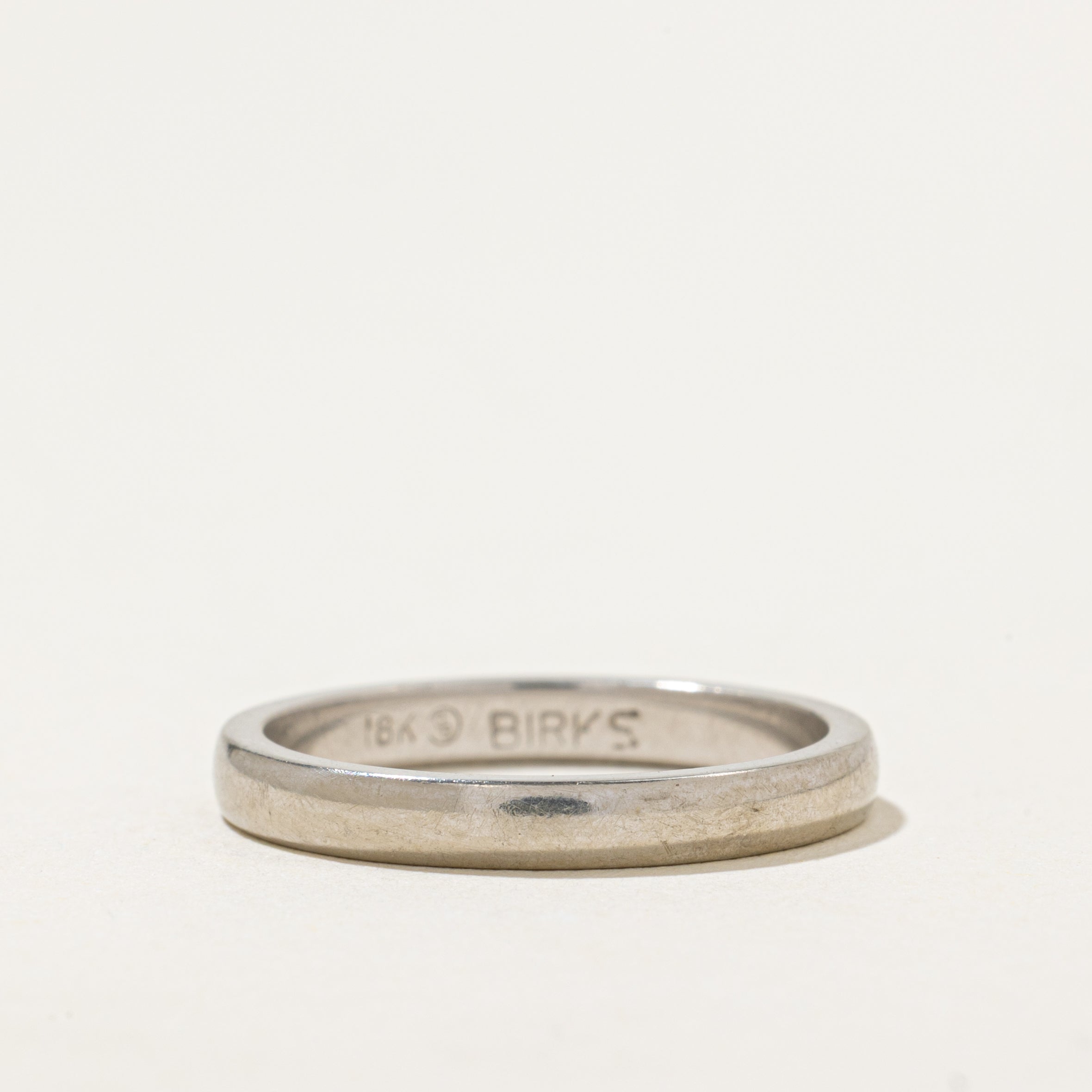 'Birks' 18k White Gold Plain Band | 2.6mm | SZ 6