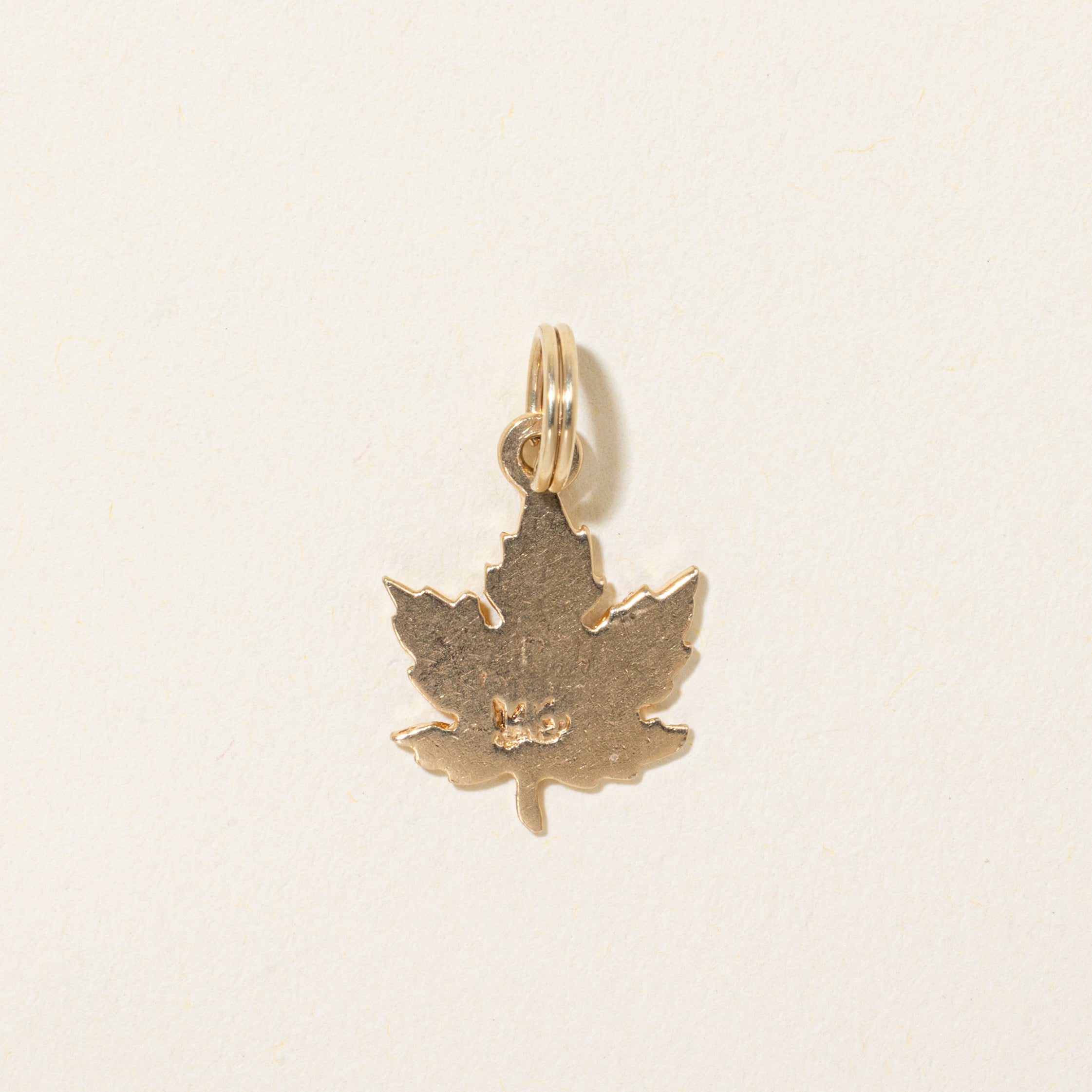 14k Yellow Gold Engraved Maple Leaf Charm