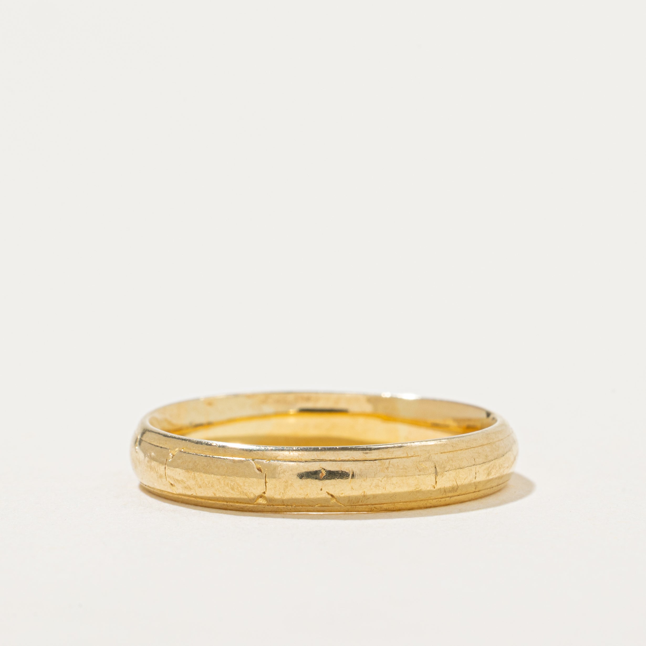 'Birks' 18k Yellow Gold Grooved Band | 3.5mm | SZ 7