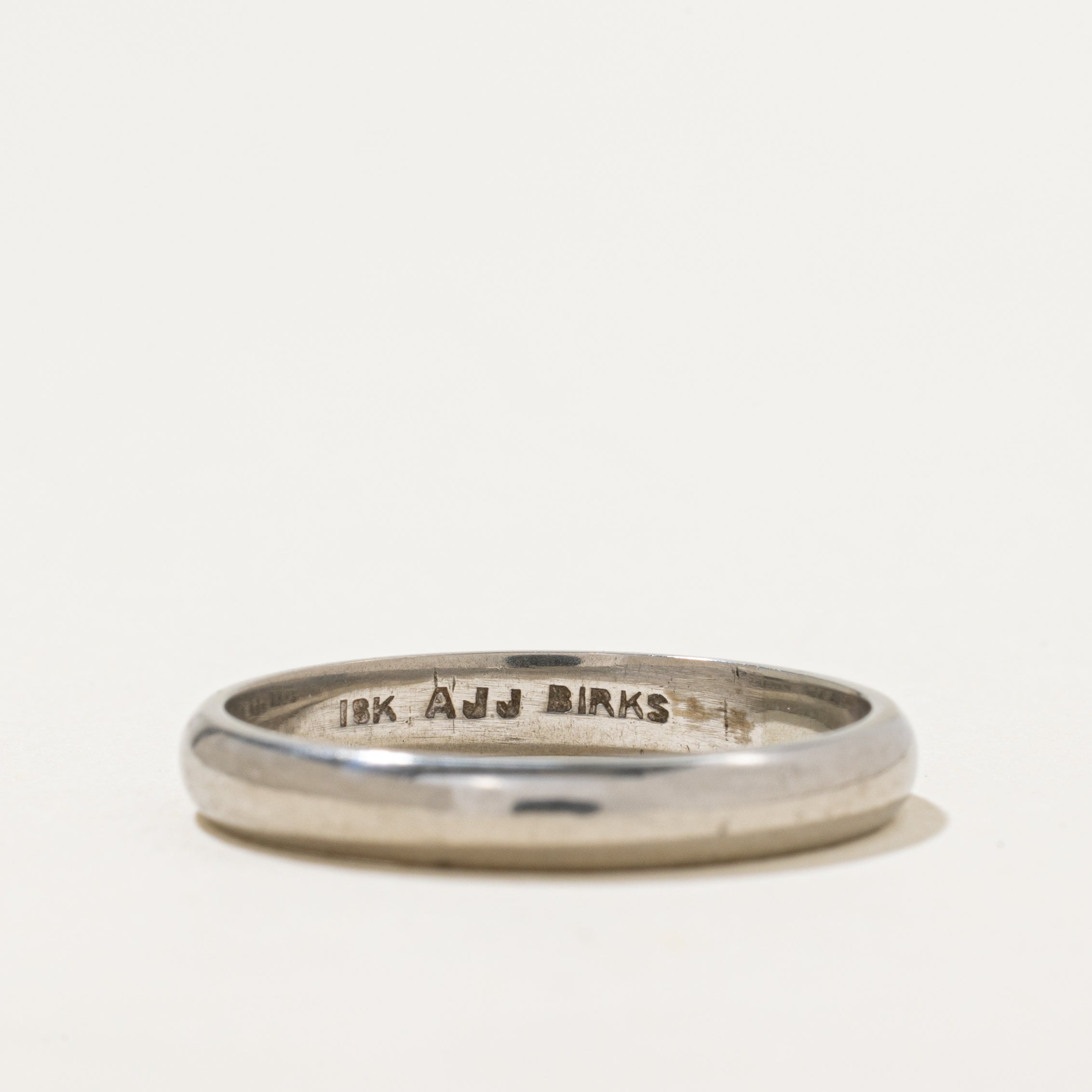 'Birks' 18k White Gold Plain Band | 3.25mm | SZ 8