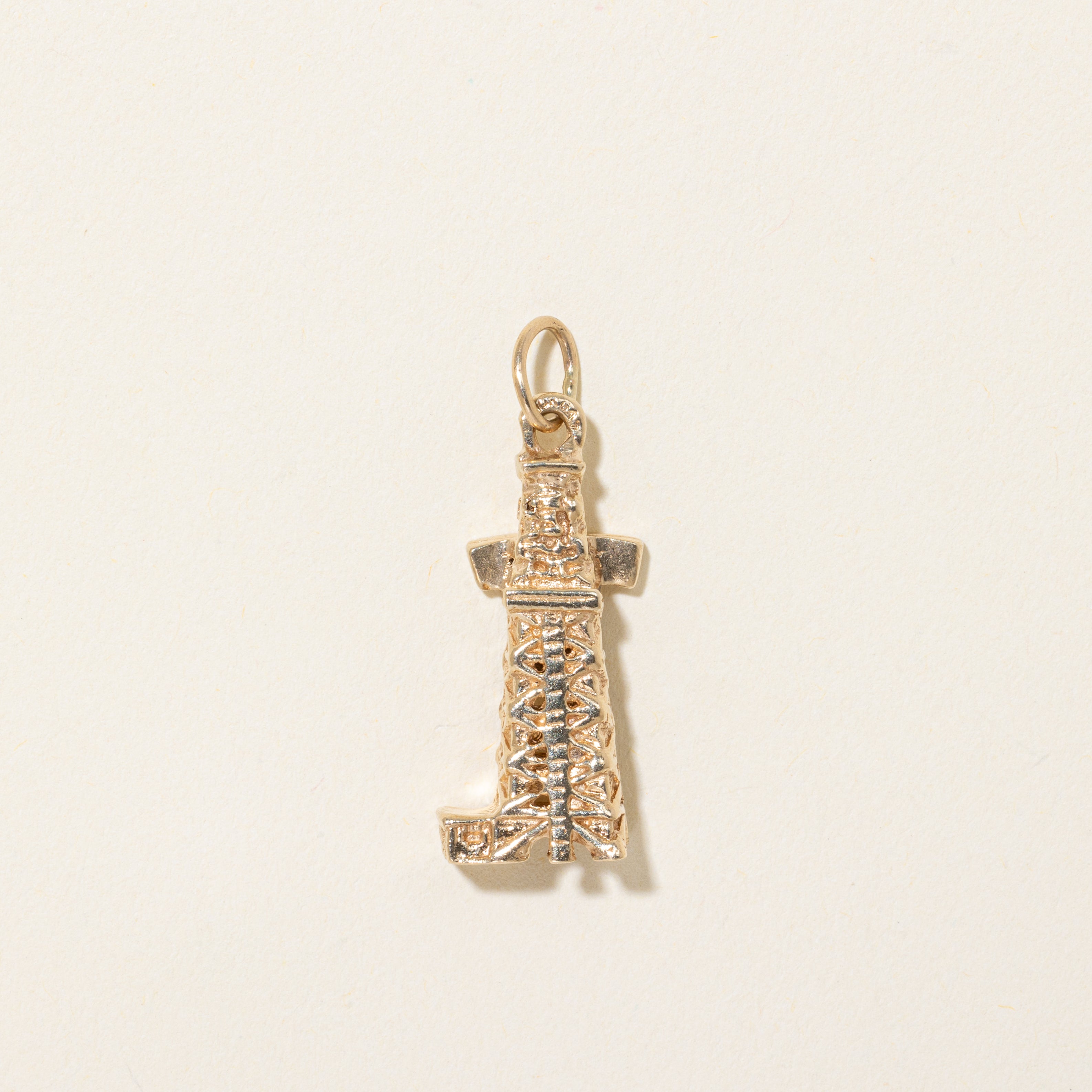 10k Yellow Gold Calgary Oil Derrick Building Charm