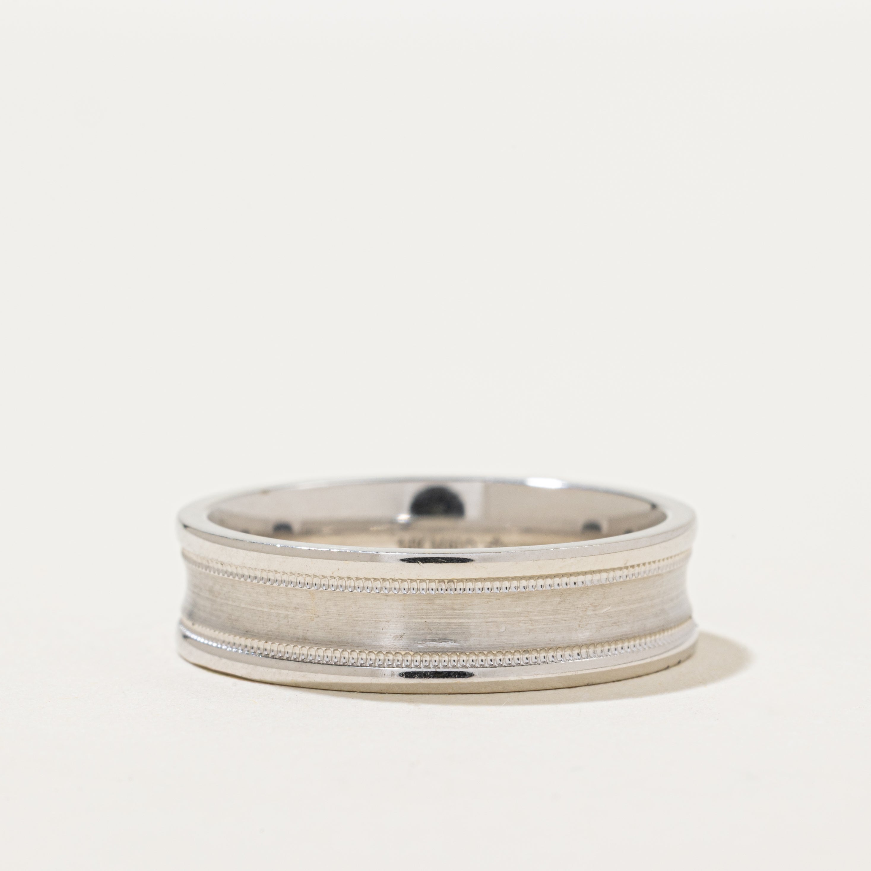 14k White Gold Milgrained Band | 6.25mm | SZ 10