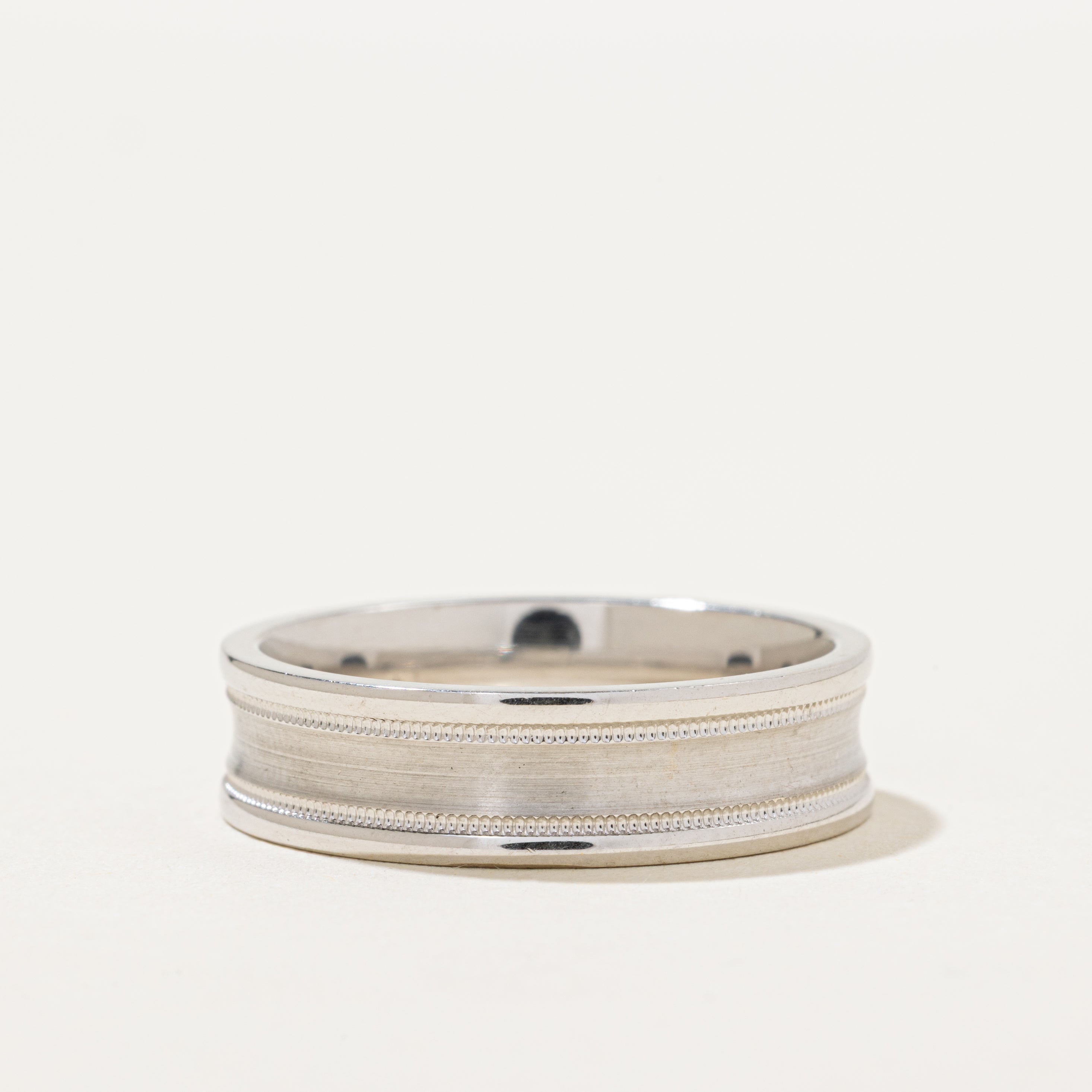 14k White Gold Milgrained Band | 6.25mm | SZ 10