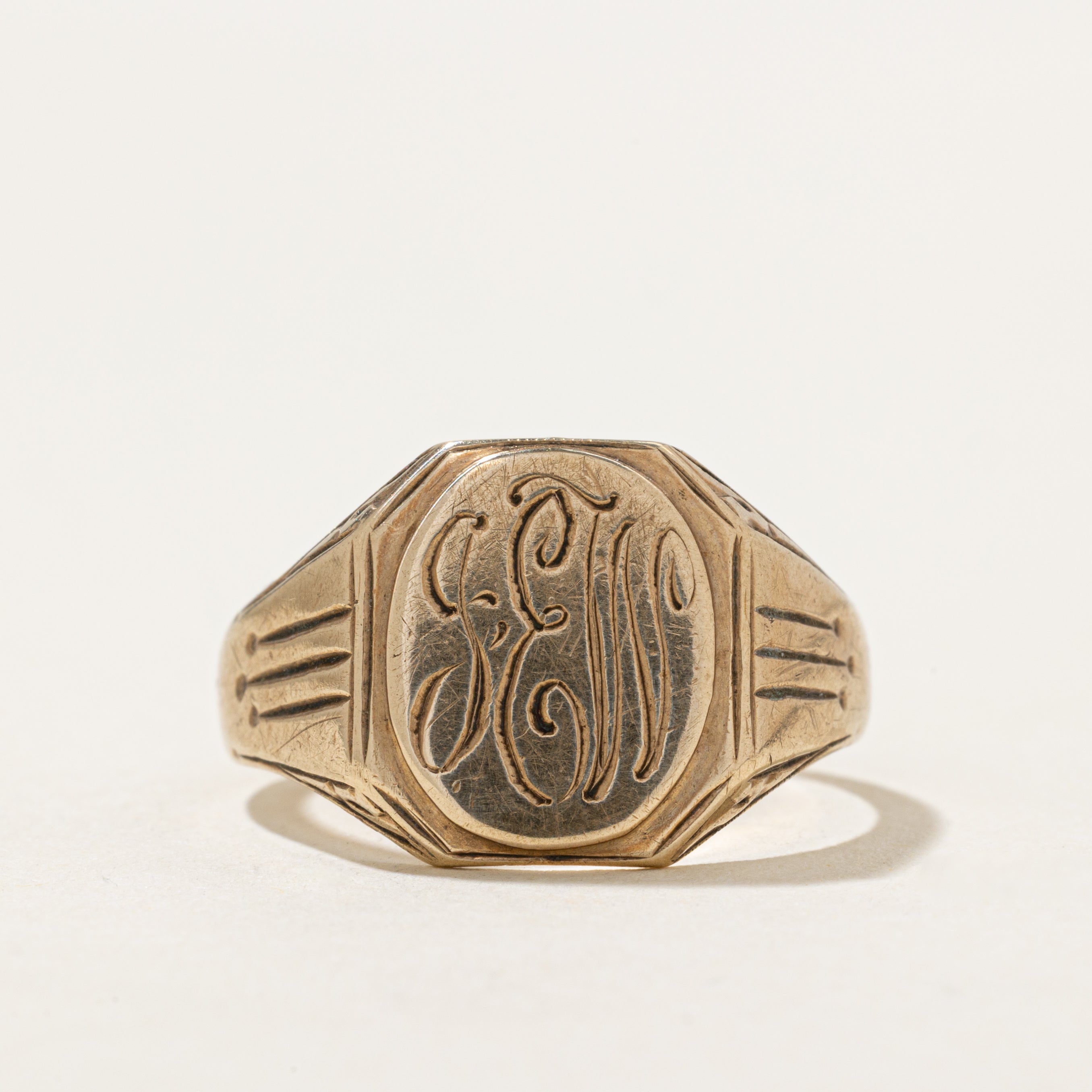 Vintage Canadian 10k "JEW" Initial Signet Ring | 3mm | SZ 10.25