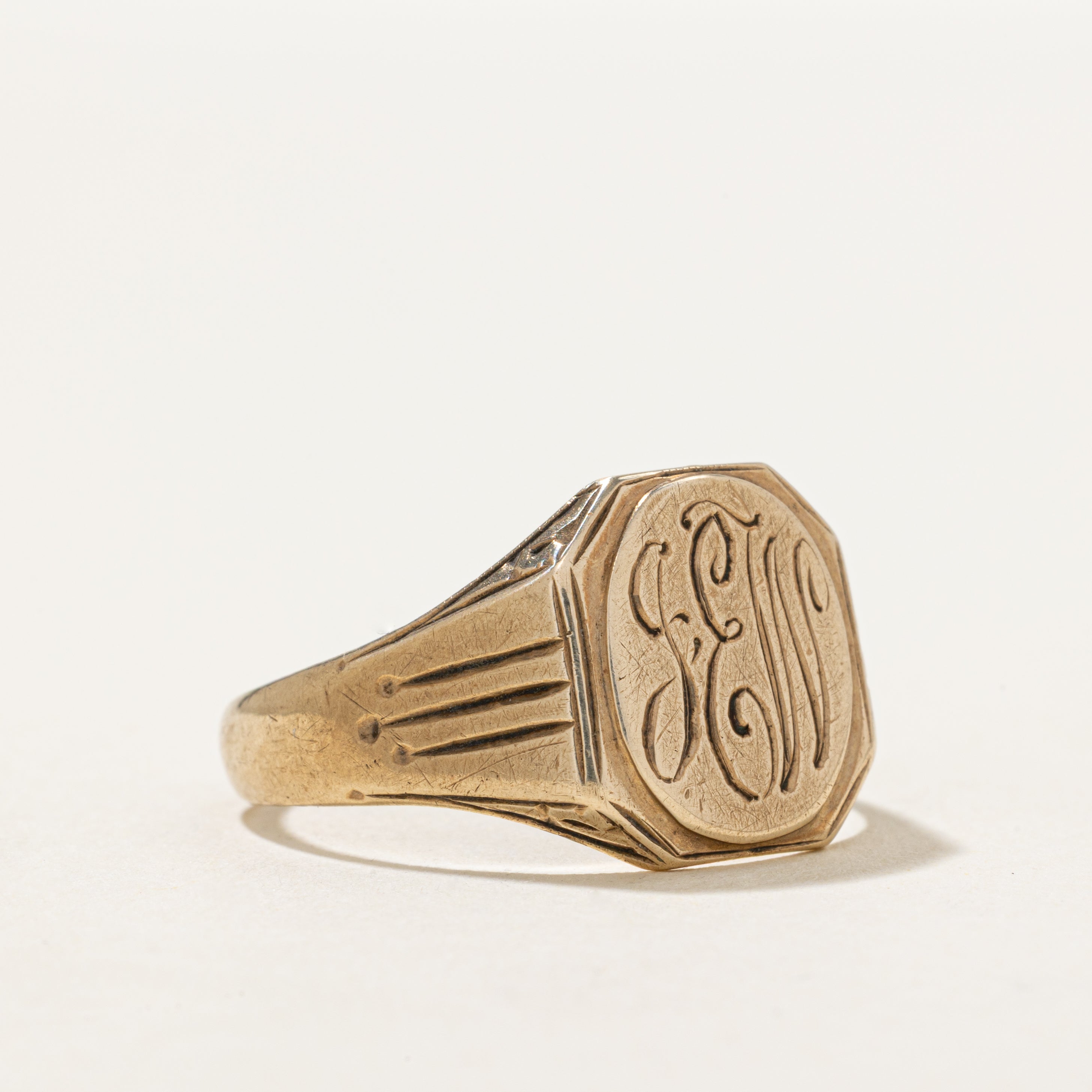 Vintage Canadian 10k "JEW" Initial Signet Ring | 3mm | SZ 10.25