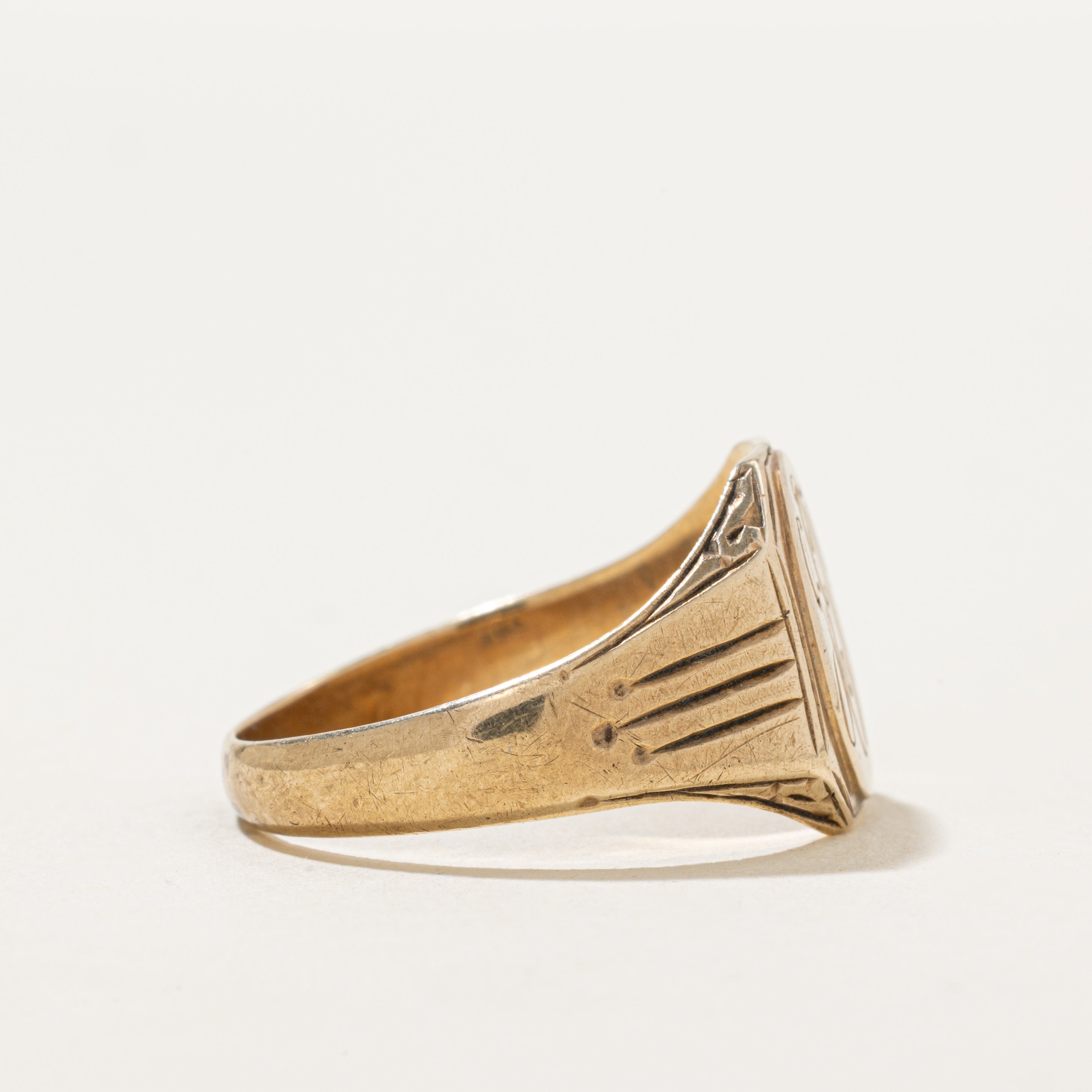 Vintage Canadian 10k "JEW" Initial Signet Ring | 3mm | SZ 10.25