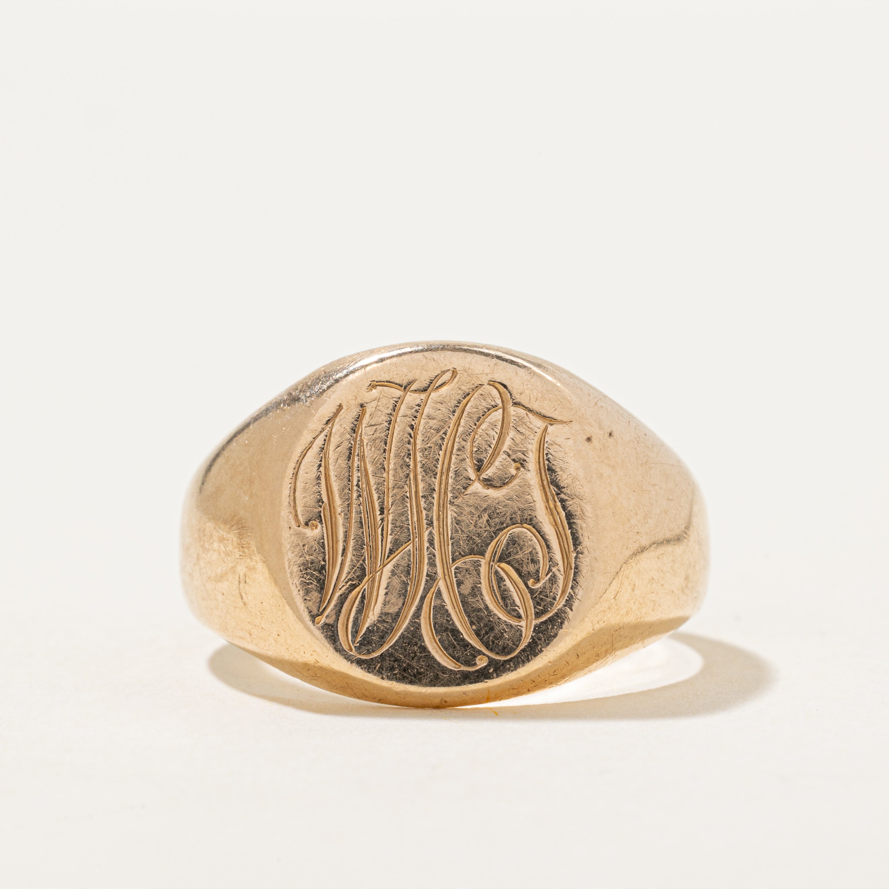 Vintage Canadian 10k "WHJ" Initial Signet Ring | SZ 10.5