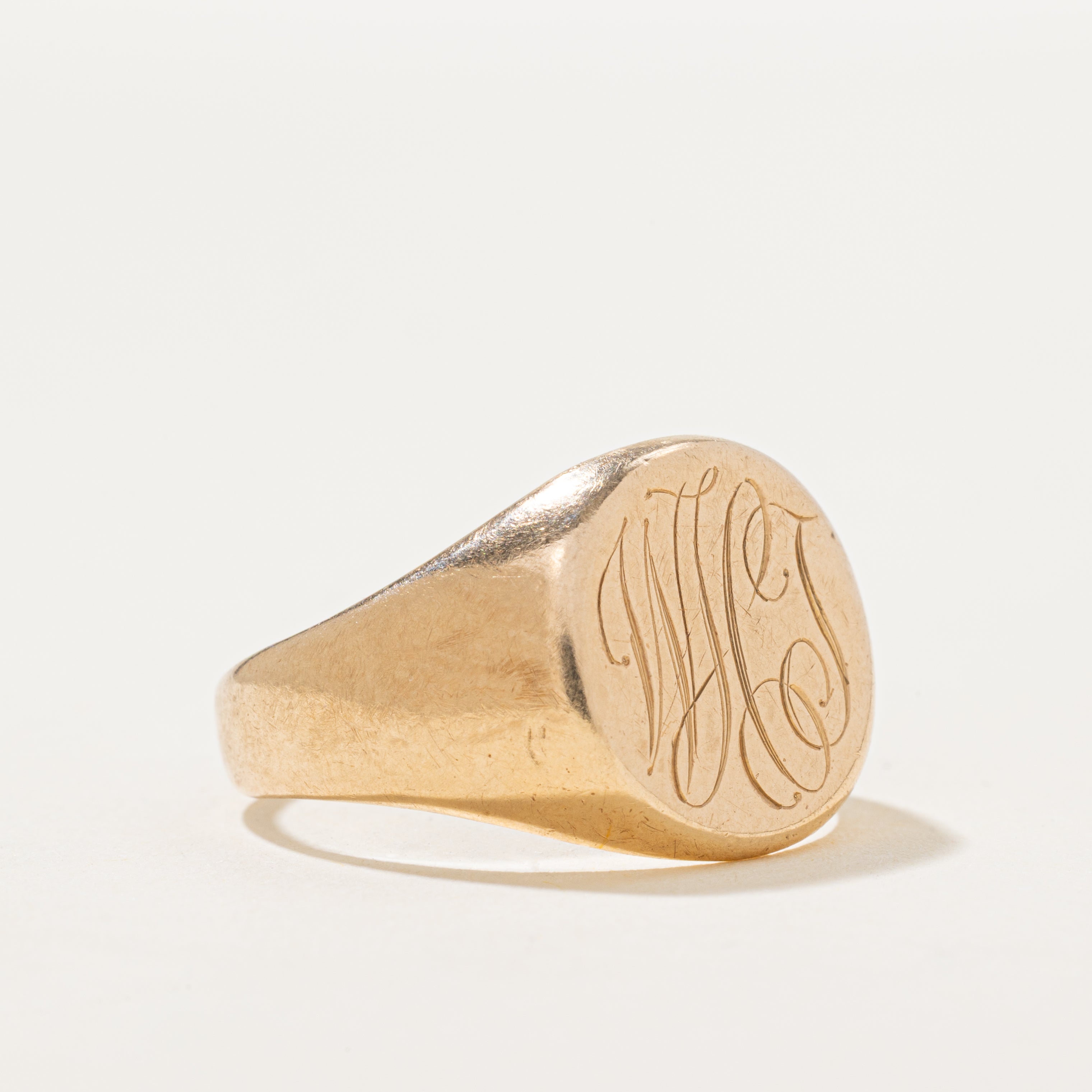 Vintage Canadian 10k "WHJ" Initial Signet Ring | SZ 10.5